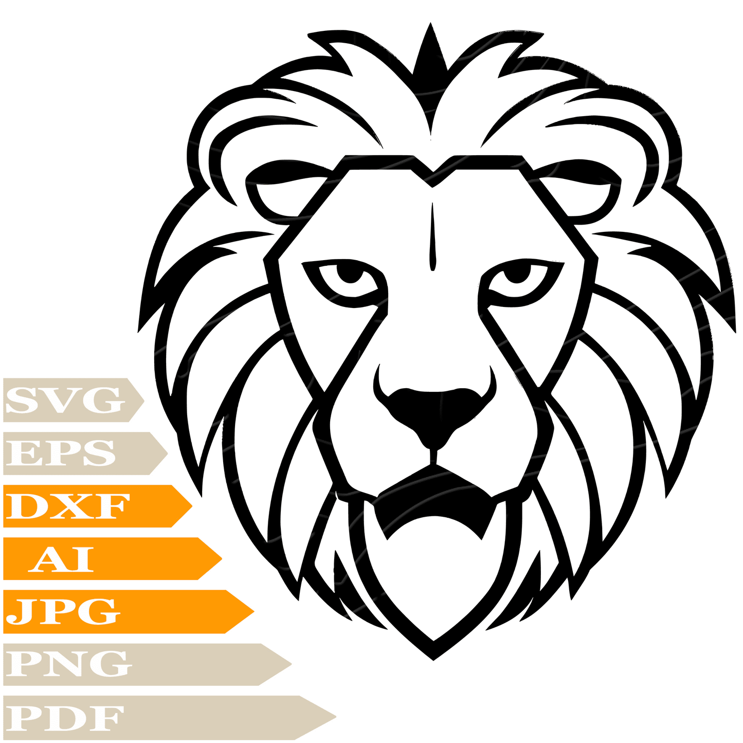 Lion SVG File, Lion Head SVG Design, Lion Face SVG, King Lion Vector Graphics, Lion Head PNG, Image Cut, For Cricut, Clipart, Cut File, Print, T-Shirt, Silhouette