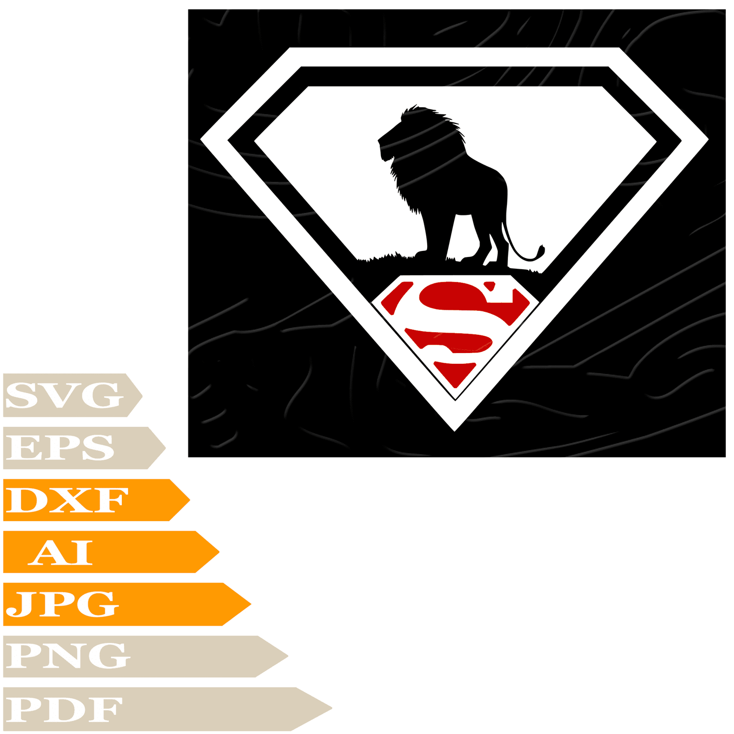 Lion SVG File, Lion King SVG Design, Superman Logo SVG, Super Lion Digital Vector, PNG, For Cricut, Clipart, Cut File, Print, For Tattoo, T-Shirt, Silhouette
