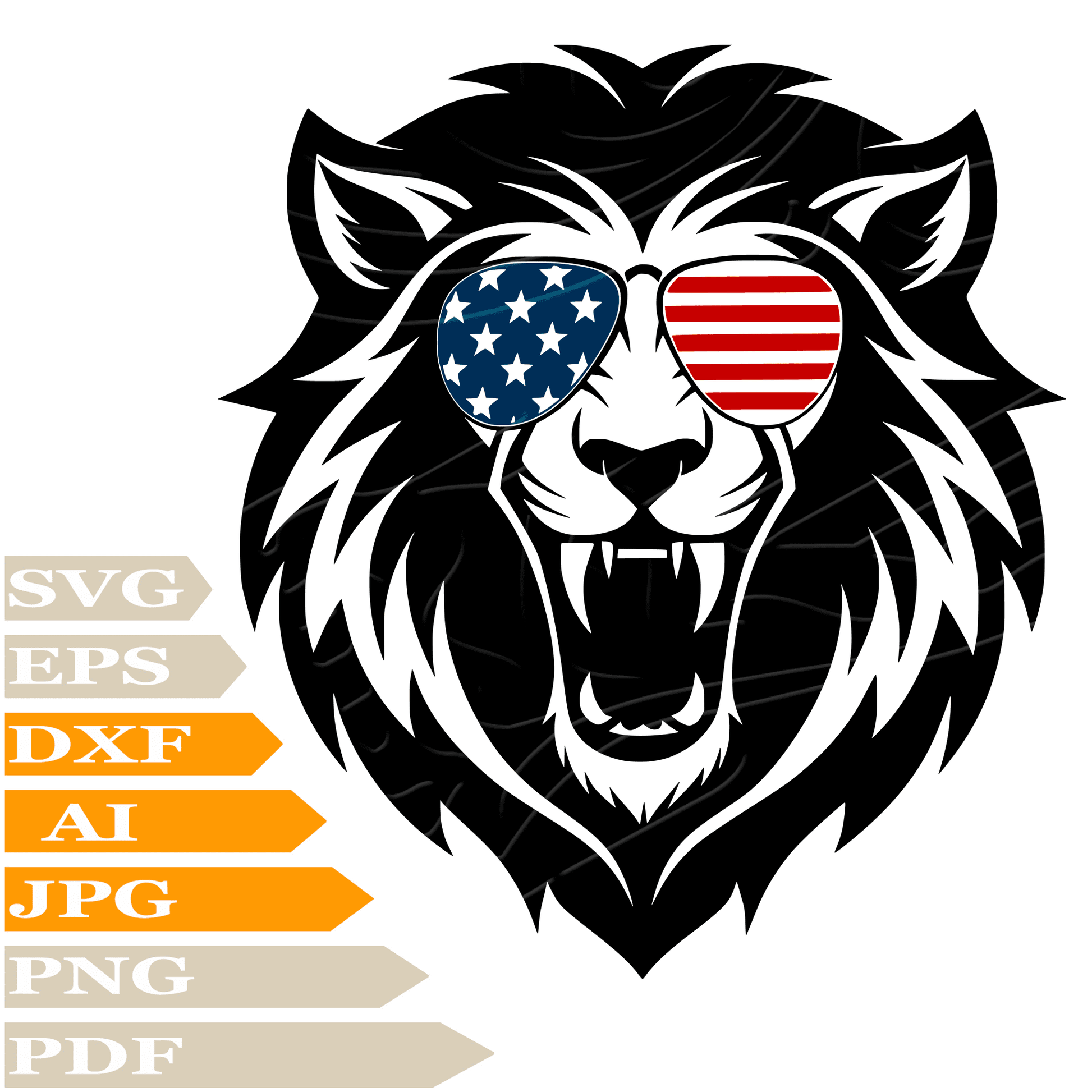 Lion SVG File, Lion With Sunglasses SVG Design, Lion Face SVG, Lion Head Vector Digital, Lion Face PNG, For Cricut, Clipart, Cut File, Print, Instant Download, T-Shirt, Silhouette
