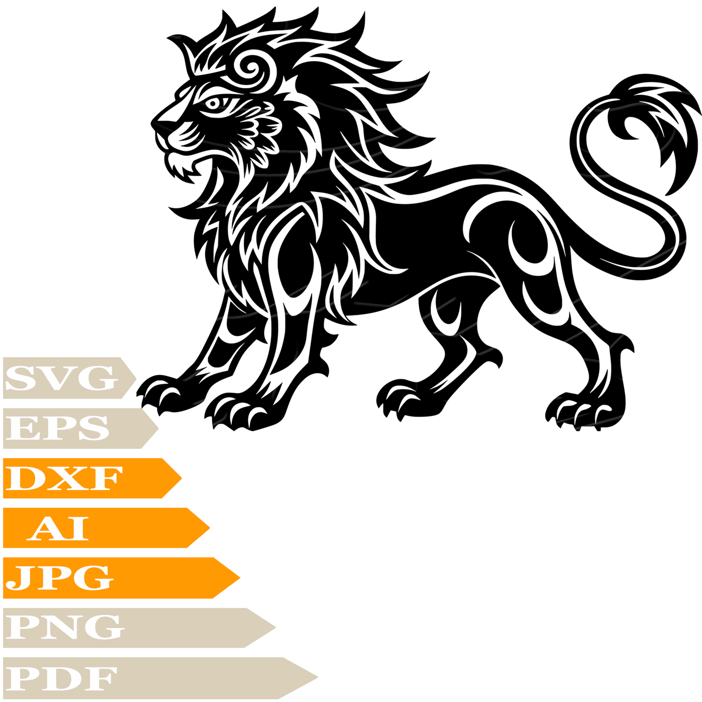 Lion SVG File, Running Lion SVG Design, Wild Lion SVG, King Lion Vector Graphics, Evil Lion PNG, For Cricut, Clipart, Cut File, Print, Digital Download, T-Shirt, Silhouette