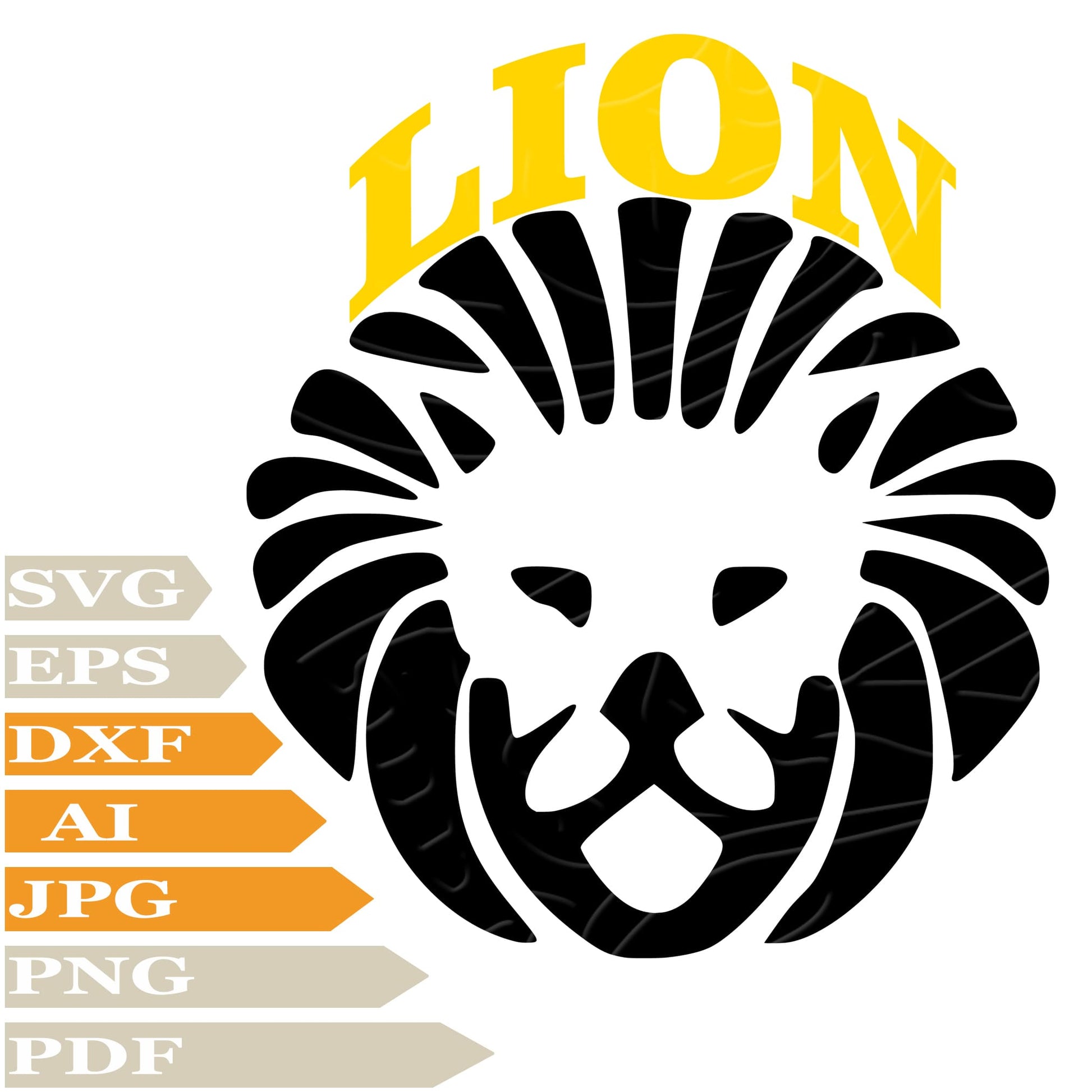 Lion SVG, Wild Lion Head SVG Design, King Lion Vector Graphics, Lion For Cricut, Digital Instant Download, Clip Art, Cut File, T-Shirts, Silhouette