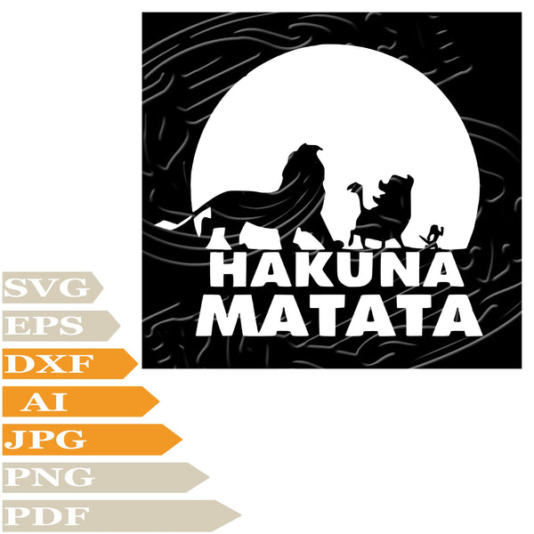 Lion, Hakuna Matata Svg File, Image Cut, Png, For Tattoo, Silhouette ...