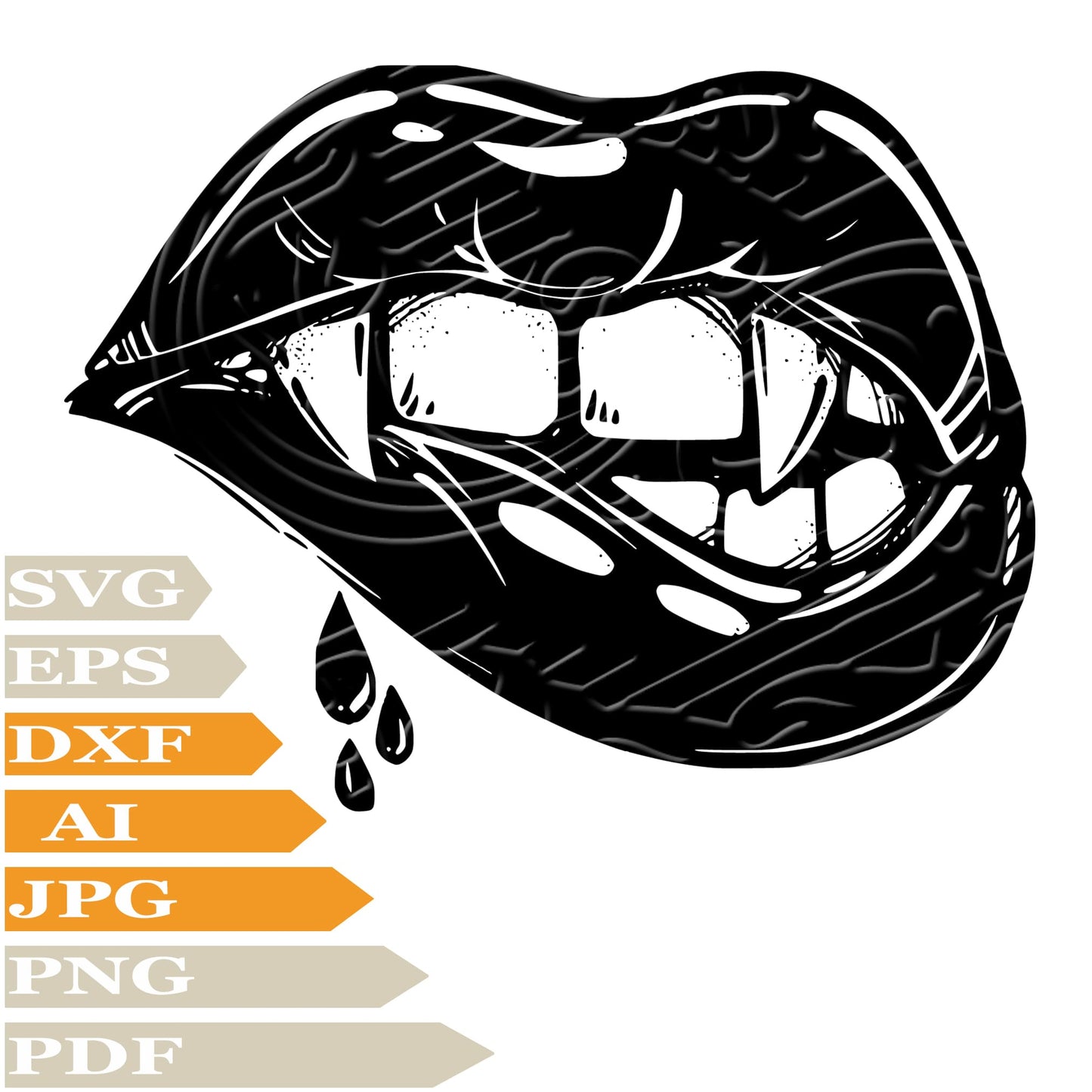 Lips, Vampire Lips Svg File, Image Cut, Png, For Tattoo, Silhouette, Digital Vector Download, Cut File, Clipart, For Cricut