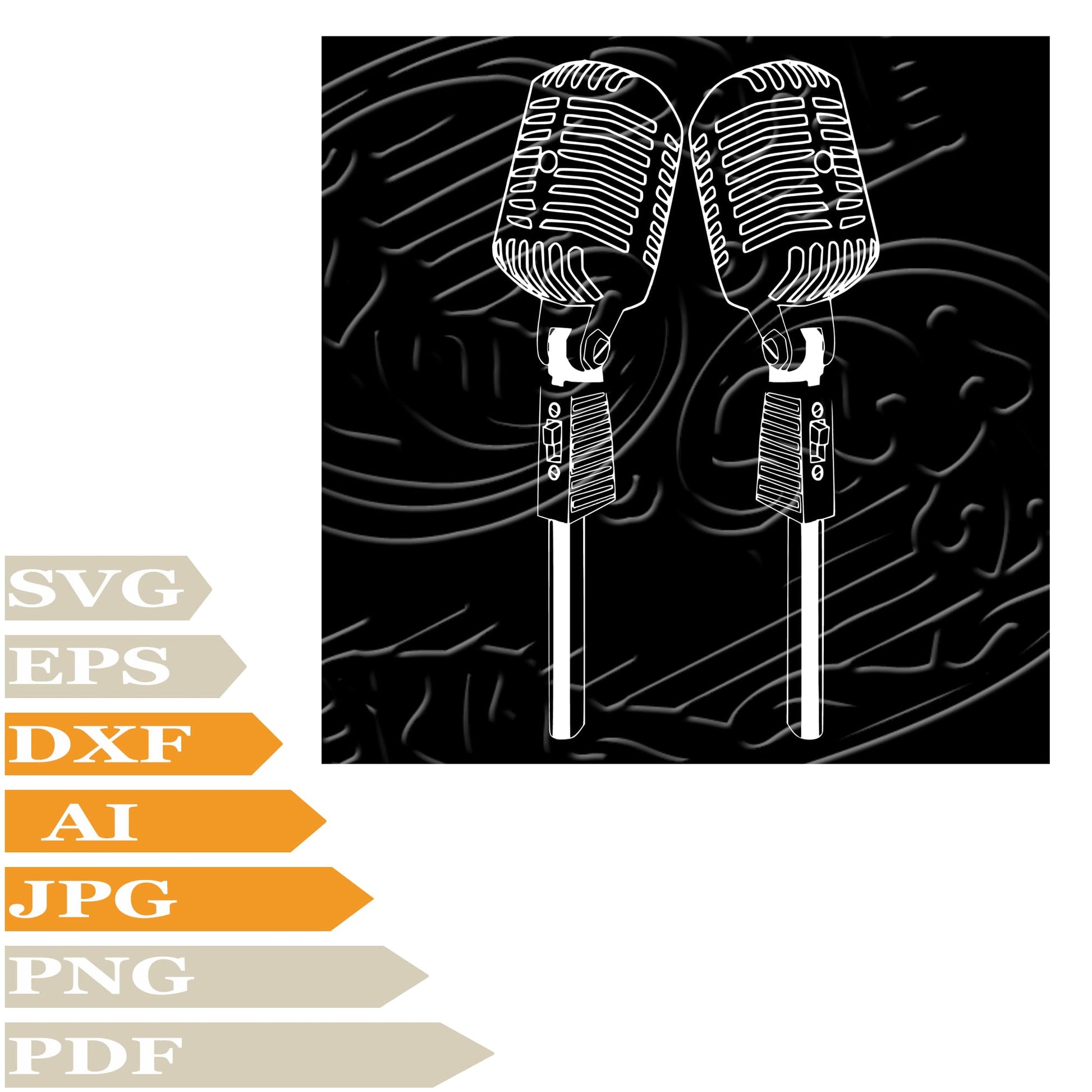 Microphone Svg File, Retro Microphone Svg Design, Microphones Png, Music Svg File, Microphone Vector Graphics, Retro Microphone Svg For Tattoo, Microphones Svg For Cricut