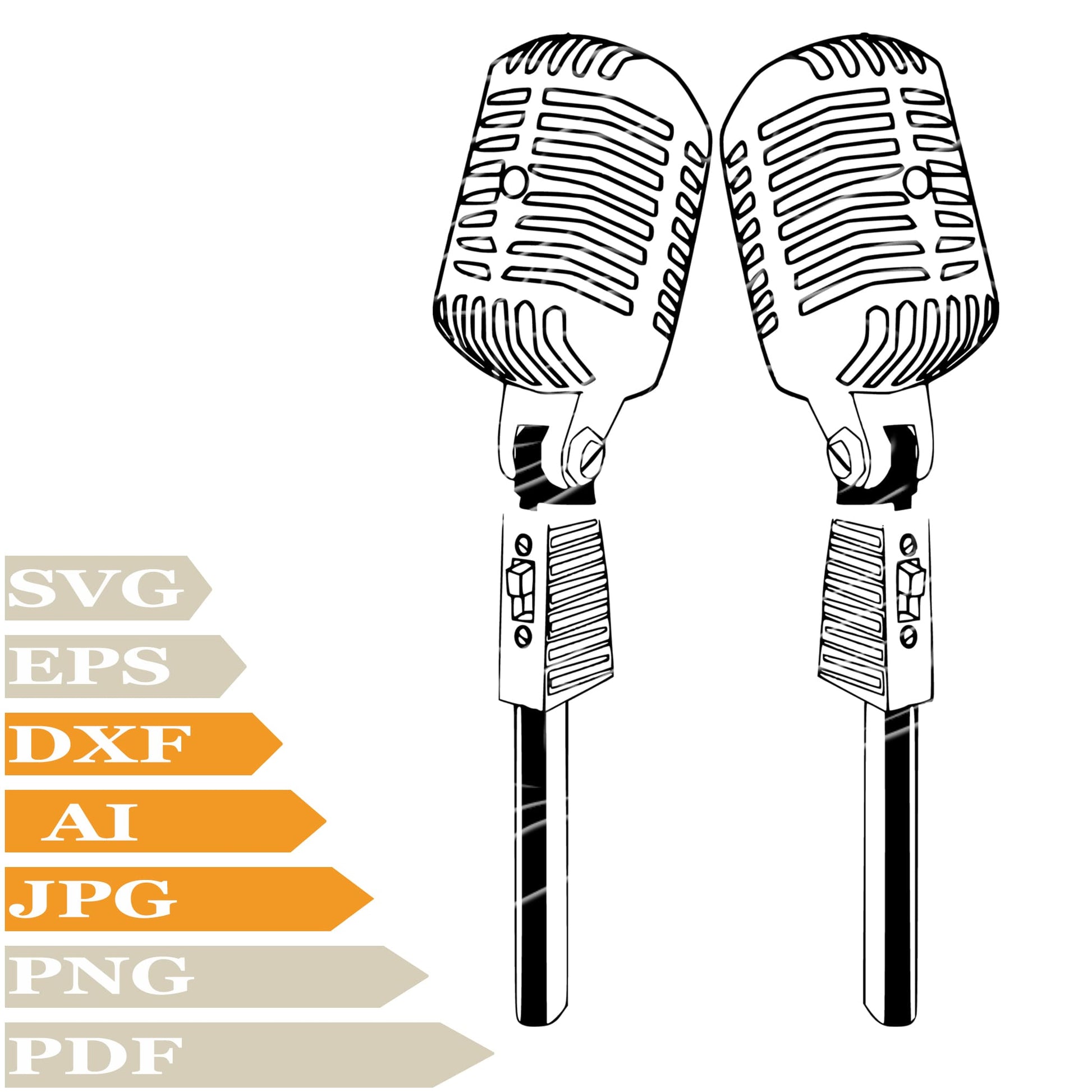 Microphone Svg File, Retro Microphone Svg Design, Microphones Png, Music Svg File, Microphone Vector Graphics, Retro Microphone Svg For Tattoo, Microphones Svg For Cricut