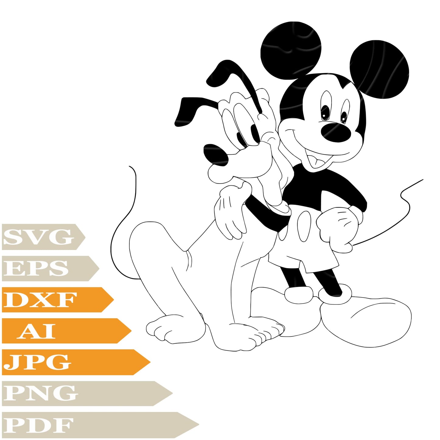 Mickey Mause ﻿SVG, Pluton SVG Design, Mickey Pluto PNG, Mickey Pluto Vector Graphics, Dog Pluto Mickey Mause For Cricut, Digital Instant Download, Clip Art, Cut File, For Shirts, Silhouette