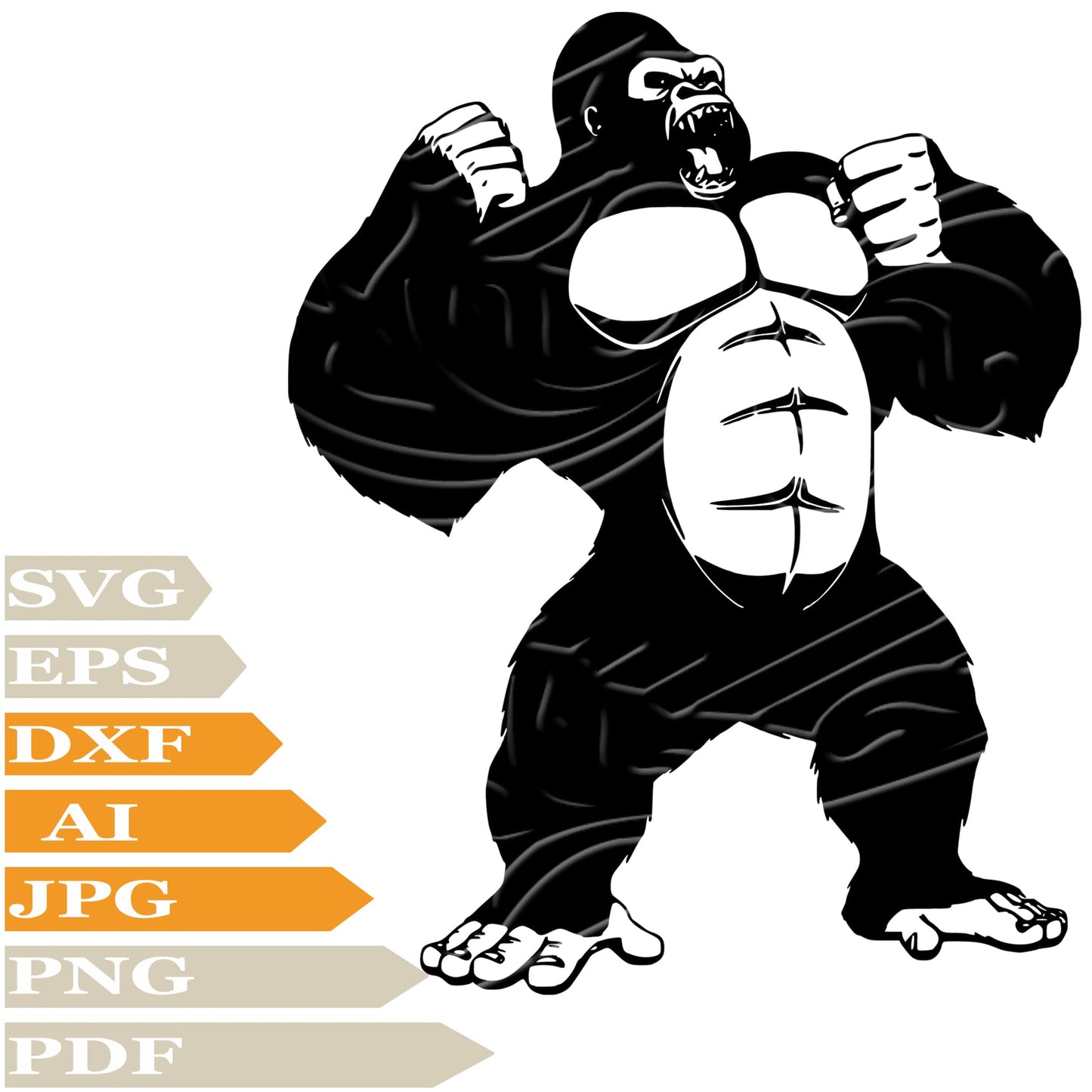 Monkey SVG-Angry Monkey Personalized SVG-Angry Gorilla Drawing SVG-Angry Monkey Vector Illustration-PNG-Decal-Cricut-Digital Files-Clip Art-Cut File-For Shirts-Silhouette