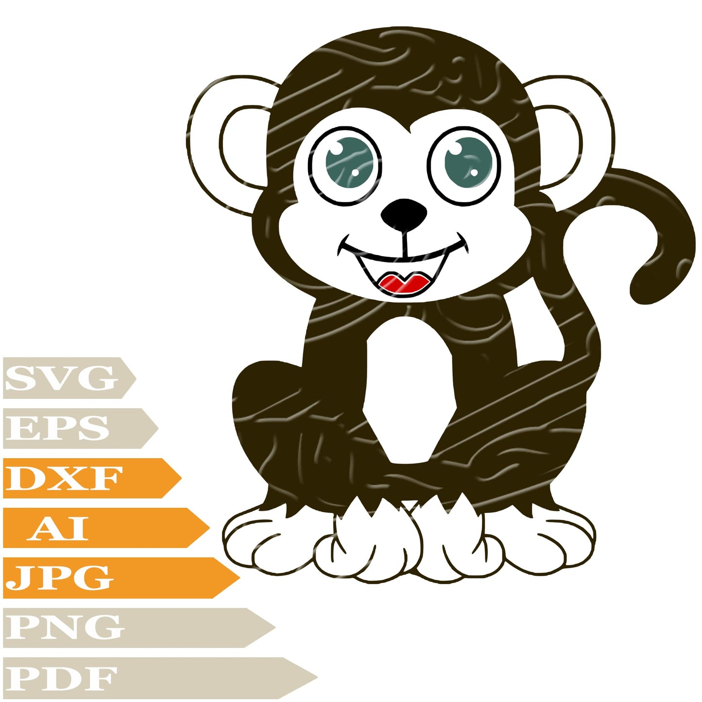 Monkey, Funny Monkey Svg File, Image Cut, Png, For Tattoo, Silhouette, Digital Vector Download, Cut File, Clipart, For Cricut