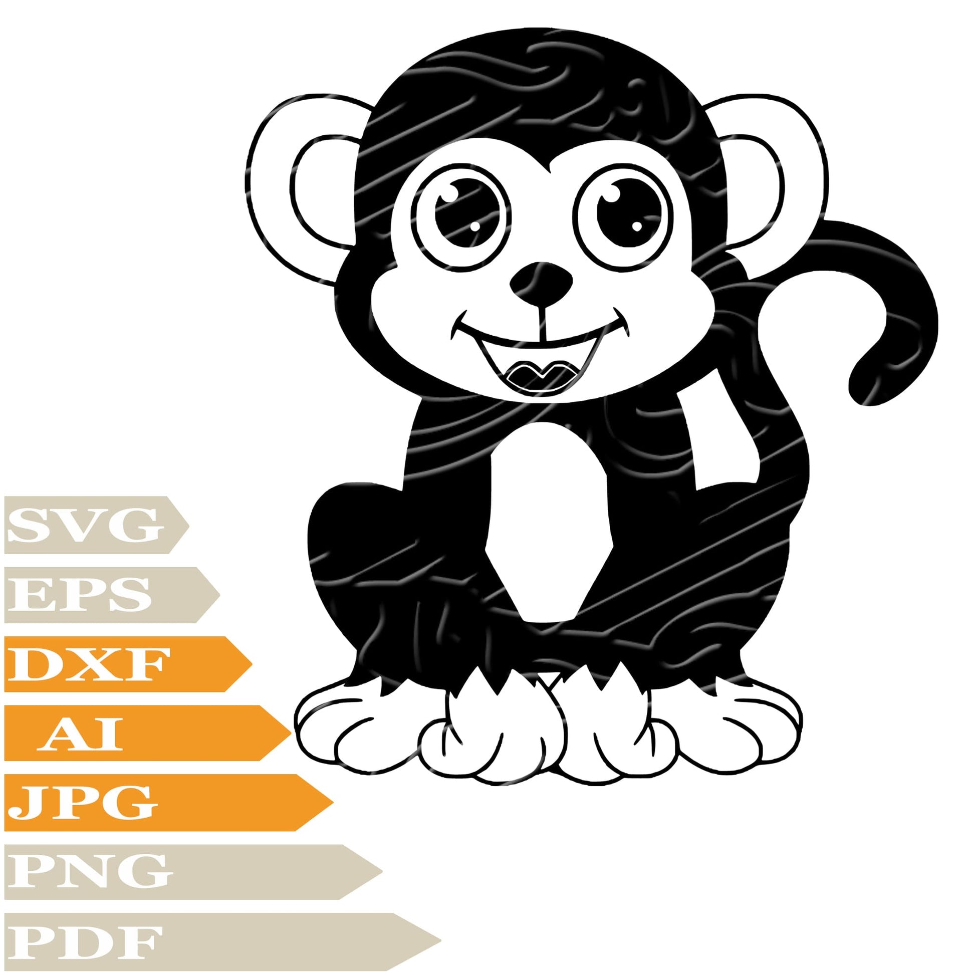 Monkey, Funny Monkey Svg File, Image Cut, Png, For Tattoo, Silhouette, Digital Vector Download, Cut File, Clipart, For Cricut