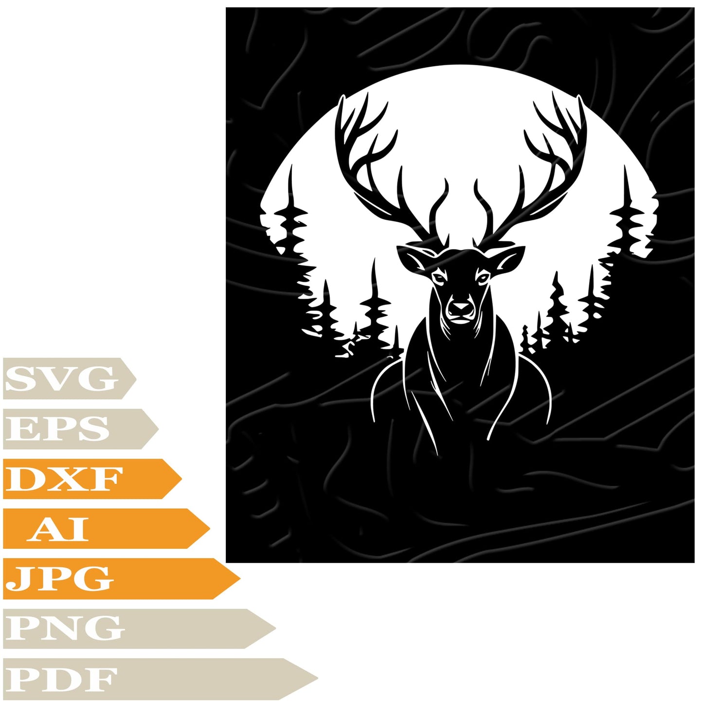 Moose ﻿SVG, Moose In Forest SVG Design, Moose PNG, Moose Vector Graphics, Moose For Cricut, Digital Instant Download, Clip Art, Cut File, For Shirts, Silhouette