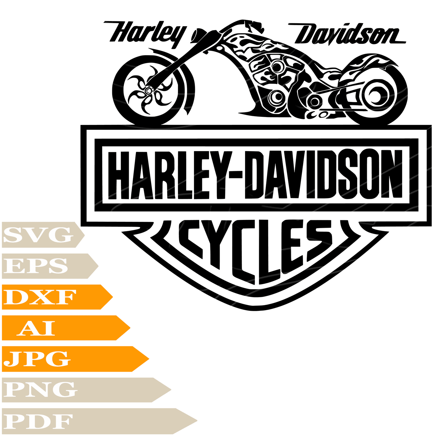 Motorcycle SVG, Harley Davidson Logo SVG File, Motorcycles Harley Davidson Logo SVG Design, Motorcycle Harley Vector Graphics, PNG, Cricut, Image Cut, Clipart,  For Tattoo, Cut File, Silhouette
