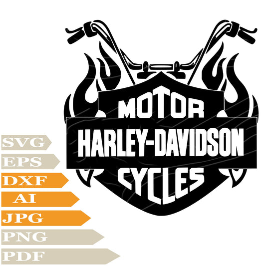 Motorcycle, Harley Davidson Logo SVG, Vector graphics, Digital painting, PNG, Cricut, Cut file, Clip art, Tattoo, Print, T-shirt, Silhouette
