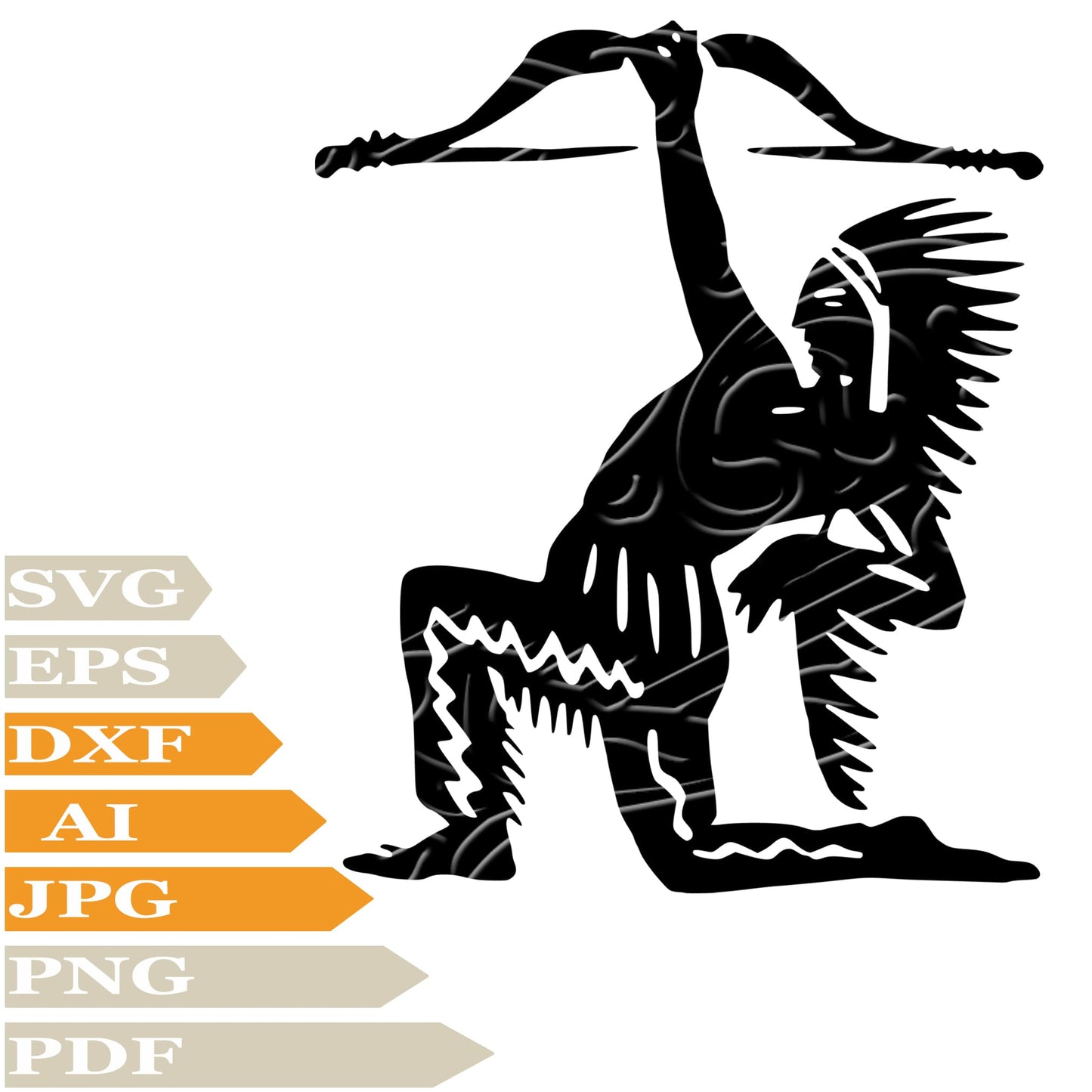 Native American Man, Native American Archer Svg File, Image Cut, Png, For Tattoo, Silhouette, Digital Vector Download, Cut File, Clipart, For Cricut