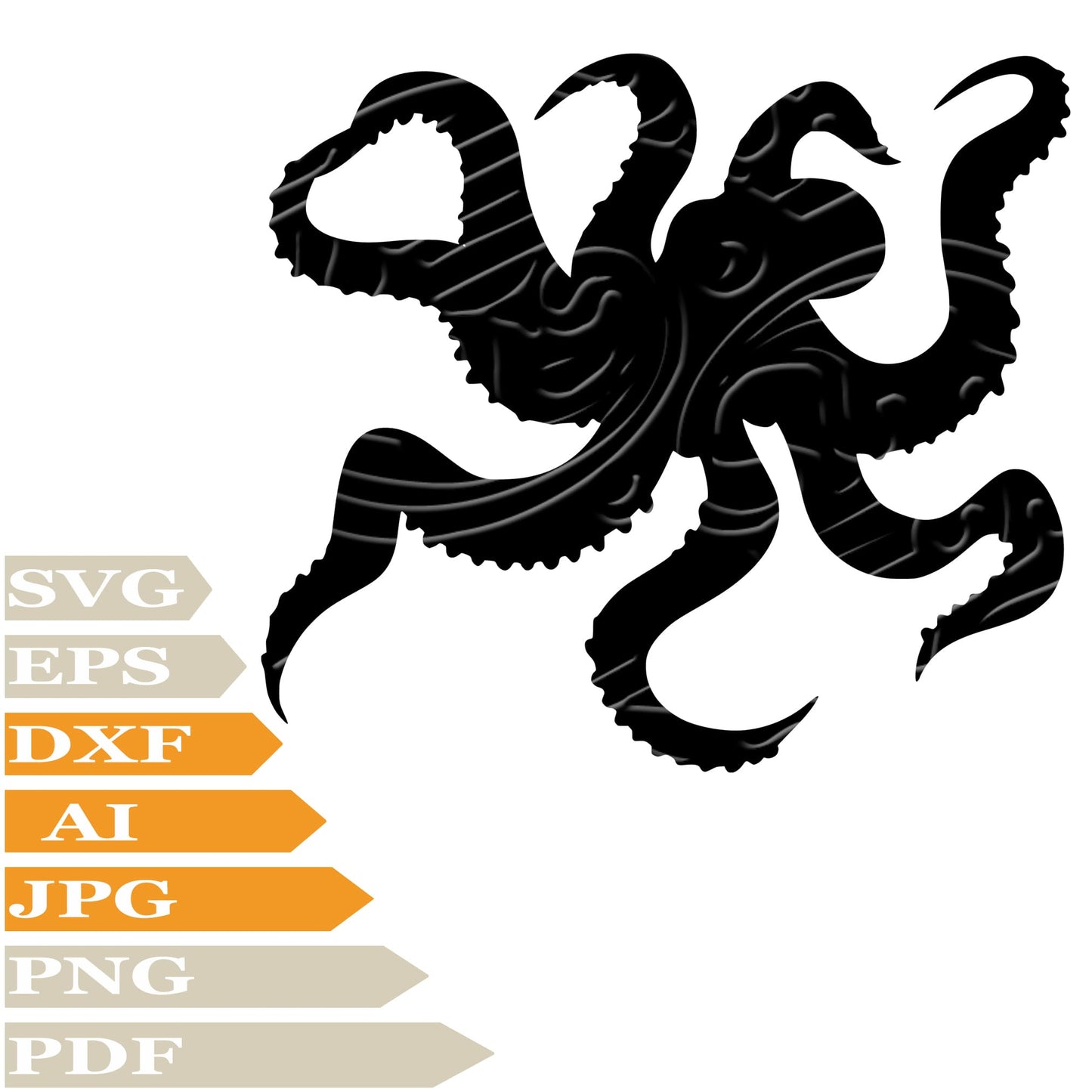 Octopus Svg File, Image Cut, Png, For Tattoo, Silhouette, Digital Vector Download, Cut File, Clipart, For Cricut