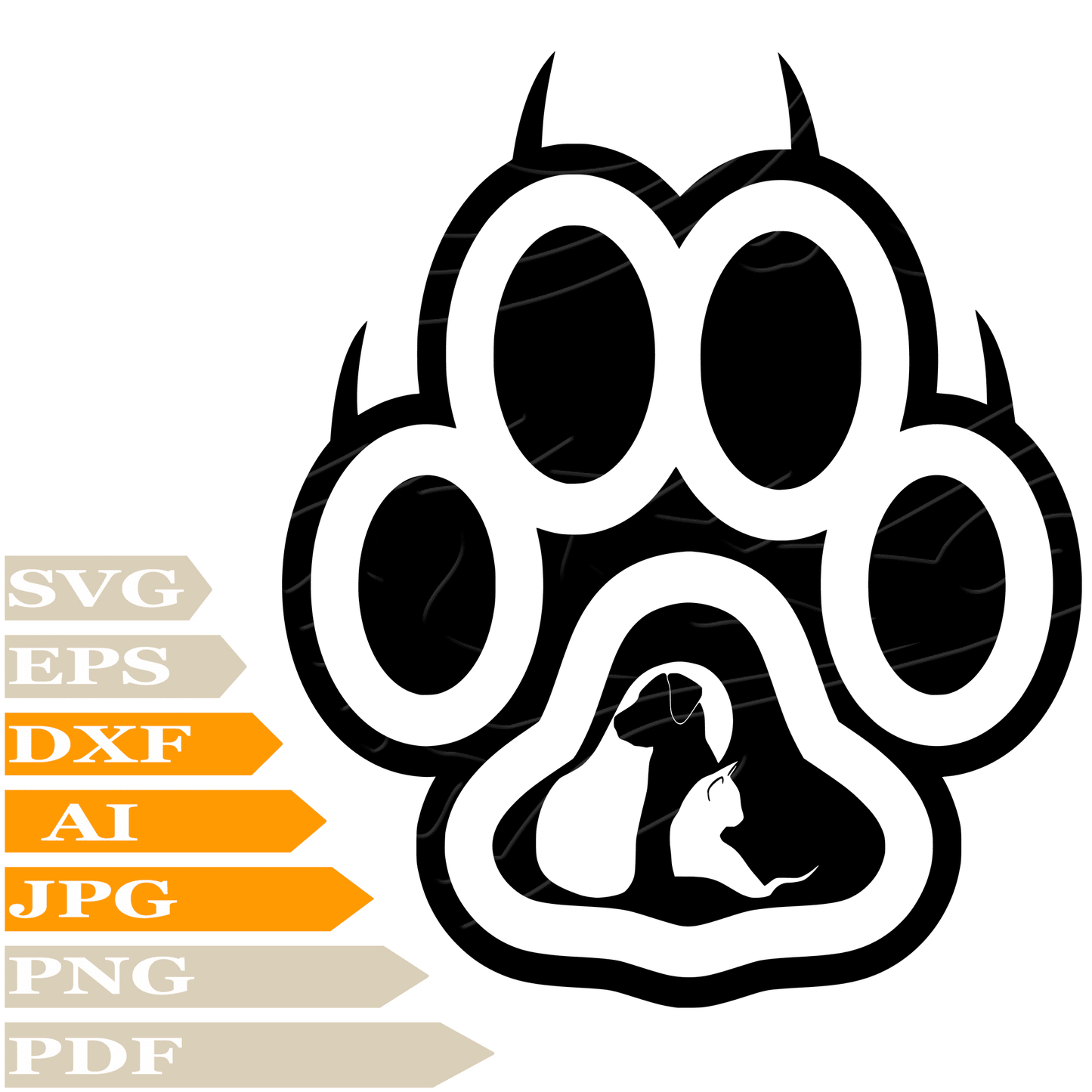 Paw SVG File, Dog Paw SVG Design, Dog And Cat SVG, Dog Paw Vector Graphics, Dog Cat PNG, For Cricut, Clipart, Cut File, Print, Digital Download, T-Shirt, Silhouette