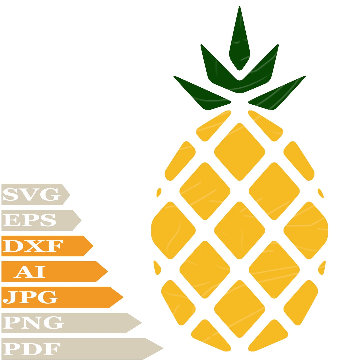 Pineapple SVG, Tropical Pineapple SVG Design, Fuit Pineapple Vector Graphics, Tropical Pineapple For Cricut, For Tattoo, Clip Art, Cut File, T-Shirts, Silhouette, All Available
