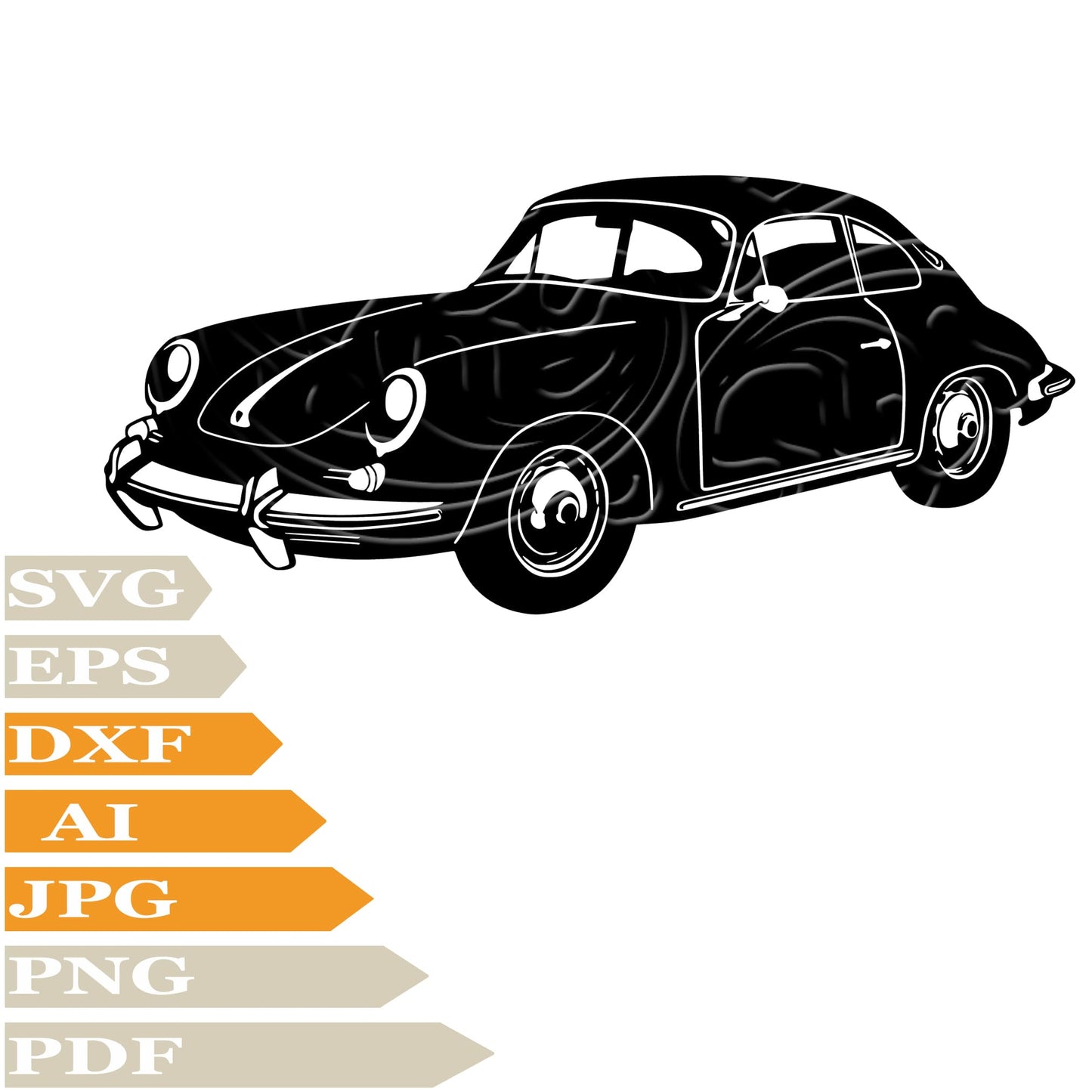 Porshe, Sport Car Porshe 356 Svg File, Image Cut, Png, For Tattoo, Silhouette, Digital Vector Download, Cut File, Clipart, For Cricut