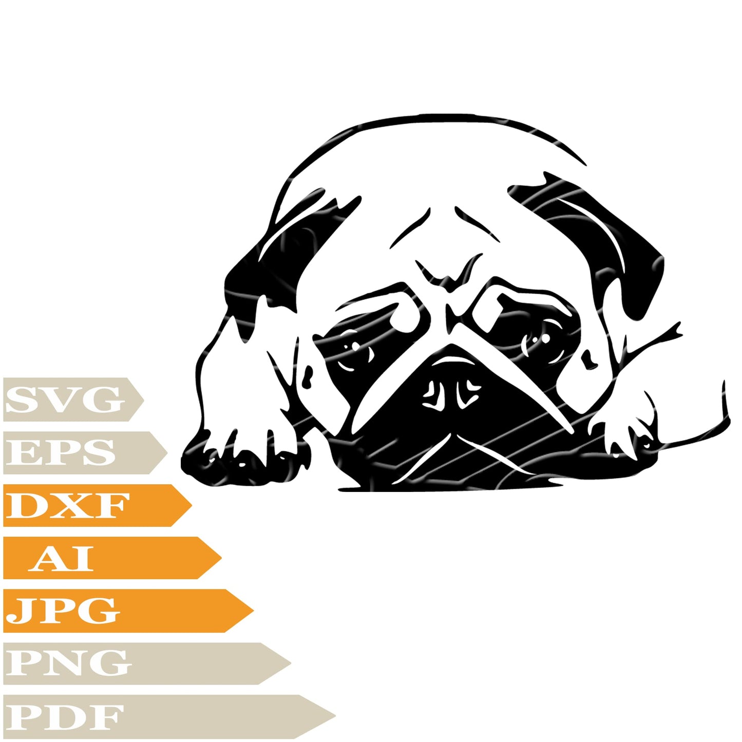 Pug, Funny Pug Dog Svg File, Image Cut, Png, For Tattoo, Silhouette, Digital Vector Download, Cut File, Clipart, For Cricut