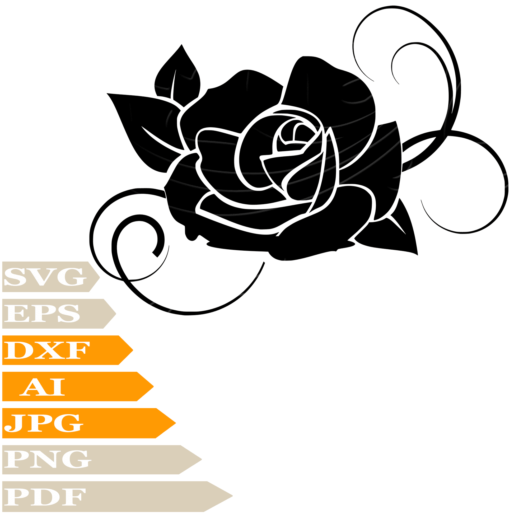 Rose SVG-Leaves With Roses Personalized SVG-Red Rose Drawing SVG-Flower Rose Vector Illustration-PNG-Decal-Cricut-Digital Files-Clip Art-Cut File-For Shirts-Silhouette