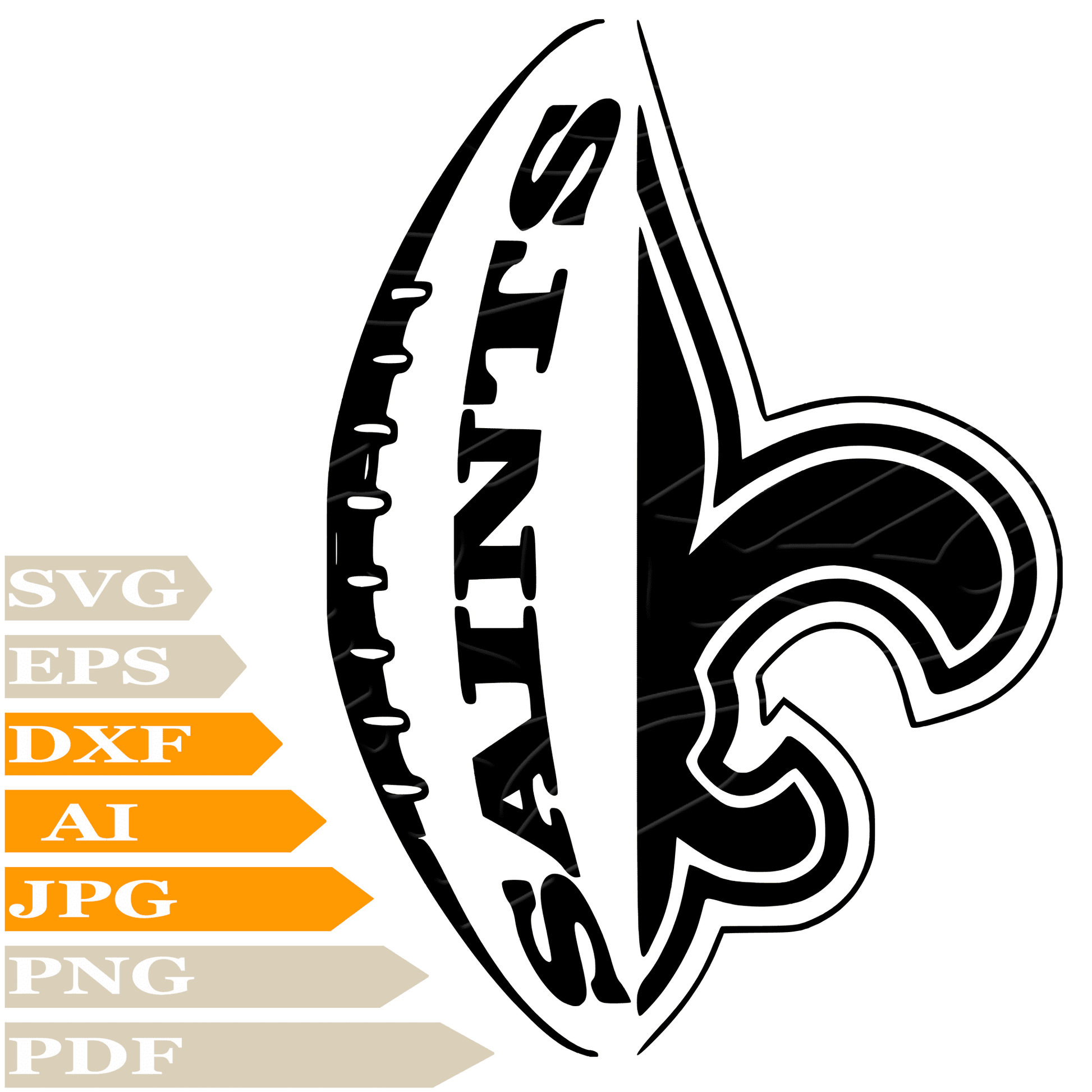 Saints Football SVG File, New Orleans Saints  Logo SVG Design, American Football SVG, New Orleans Saints Vector Graphics, Saints Football Logo PNG, Image Cut, For Cricut, Clipart, Cut File, Print, Digital Download, T-Shirt, Silhouette