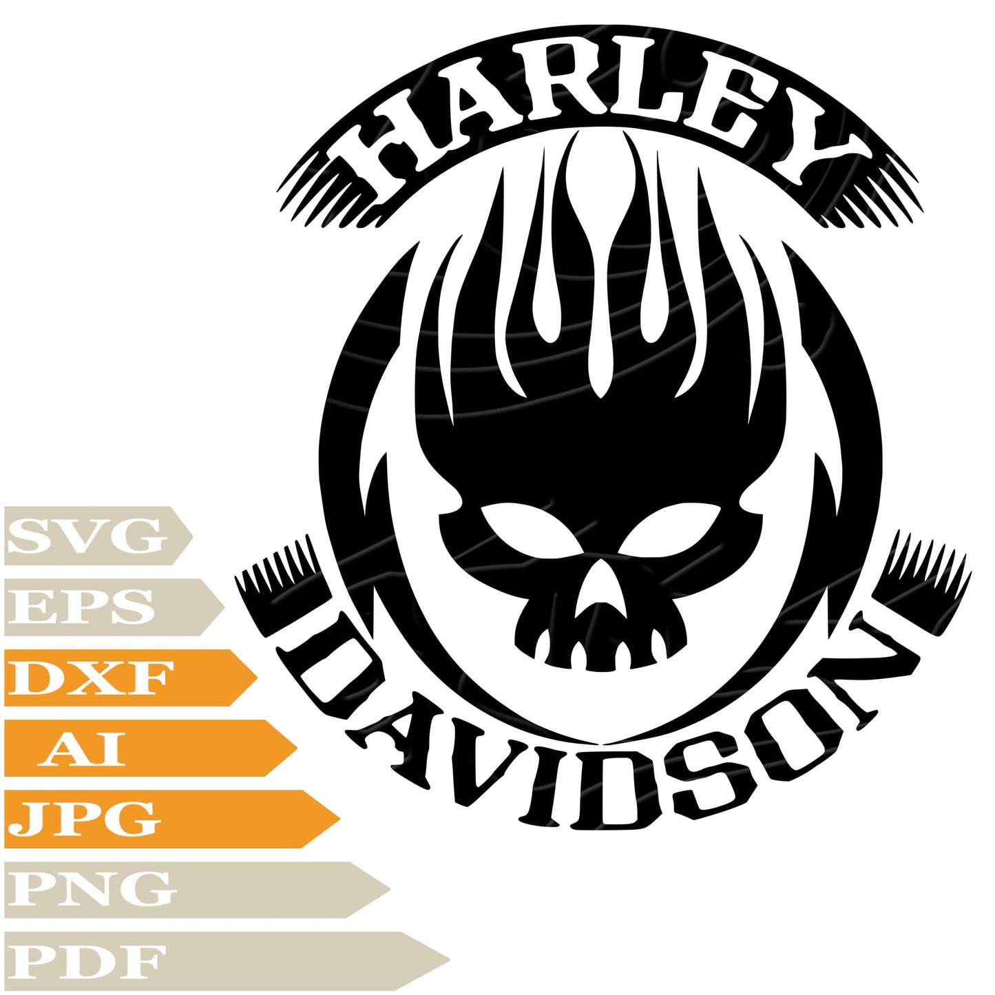 Skull Harley Davidson SVG, Harley Davidson Logo SVG Design, Skull Harley Davidson Logo Vector Graphics, Harley Davidson For Cricut, For Tattoo, Clip Art, Cut File, T-Shirts, Silhouette, All Available