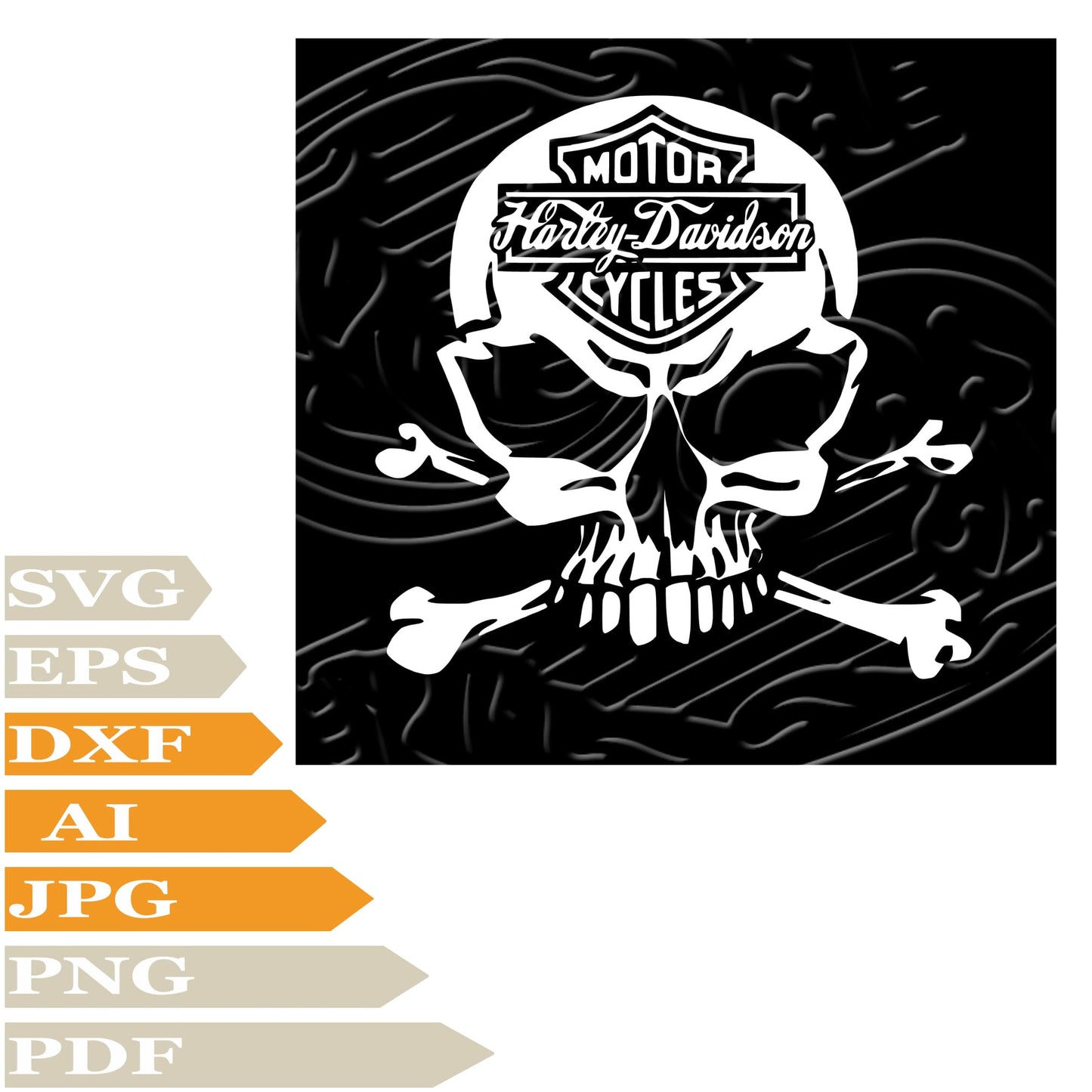 Skull  Harley Davidson,harley Davidson Logo Svg File, Image Cut, Png, For Tattoo, Silhouette, Digital Vector Download, Cut File, Clipart, For Cricut