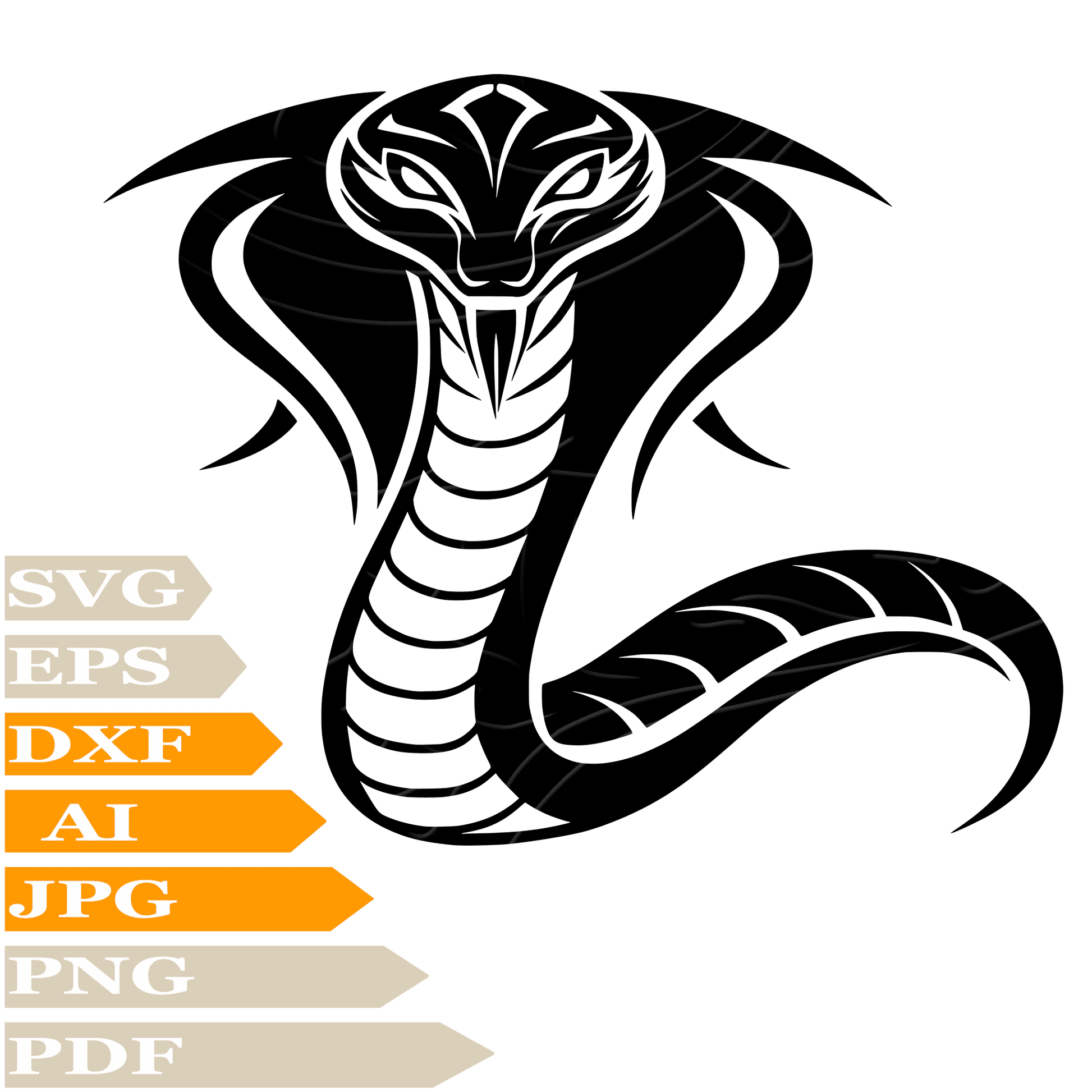 Snake SVG File, Cobra Reptile SVG Design, Cobra Snake SVG Cricut, Cobra Digital Vector, PNG, Image Cut, Clipart, Cut File, Print, Decal, Shirt, Silhouette