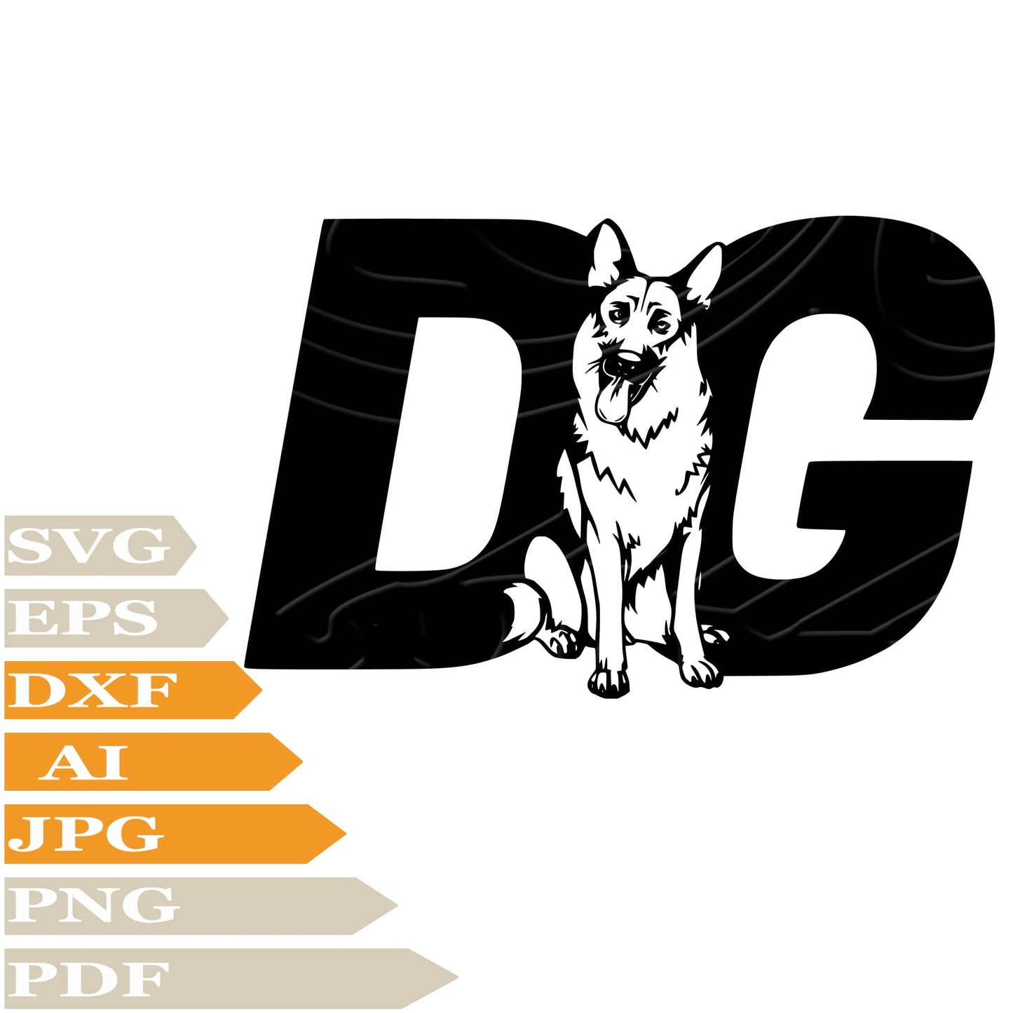 sofvintage-German Shepherd SVG, Pet Animals  SVG File, Dog German Shepherd SVG Design, German Shepherd Vector Cut File For Cricut, PNG, Clip Art, T–Shirt, Wall Sticker, Printable, Tattoo, Silhouette