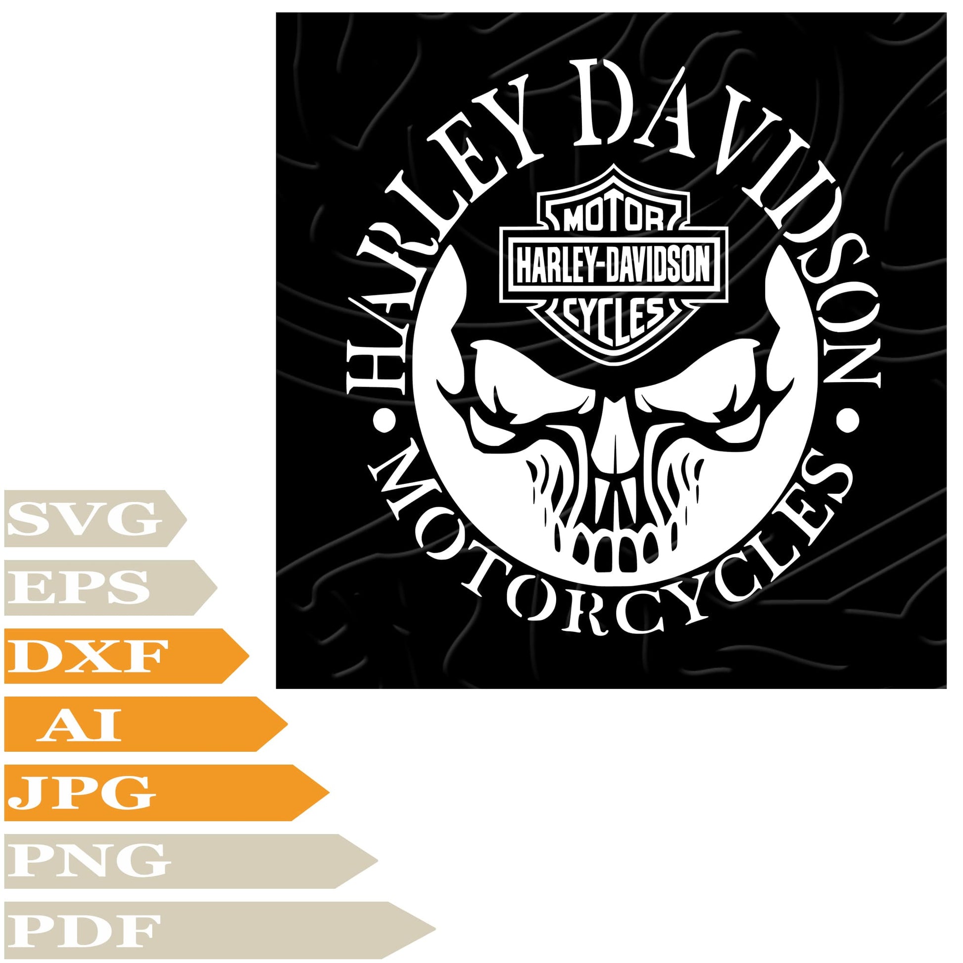 sofvintage-Harley Davidson SVG -Skull Harley Davidson Logo SVG File -Harley Davidson Logo SVG Design -Skull Harley Davidson Logo Vector Cut File For Cricut –PNG -Clip Art -T–Shirt -Wall Sticker –Printable –Tattoo -Silhouette
