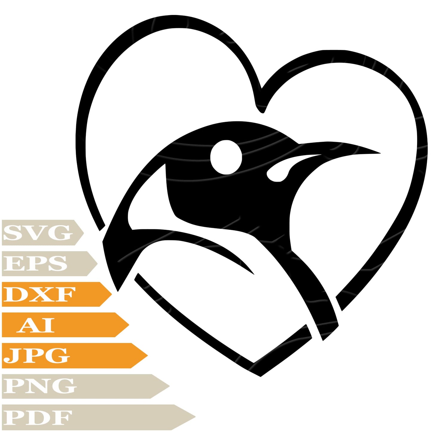 sofvintage-This Penguin SVG Is Perfect For All Your Crafting Needs. The Water Bird Penguin Design Features A Cute Penguin Inside Of A Heart, Making It A Great Addition To Any Valentine's Day Project. With Both A Cut File For Cricut And A PNG File, This Versatile Design Is Perfect For Creating T-Shirts, Wall Stickers, Or Even Tattoos.