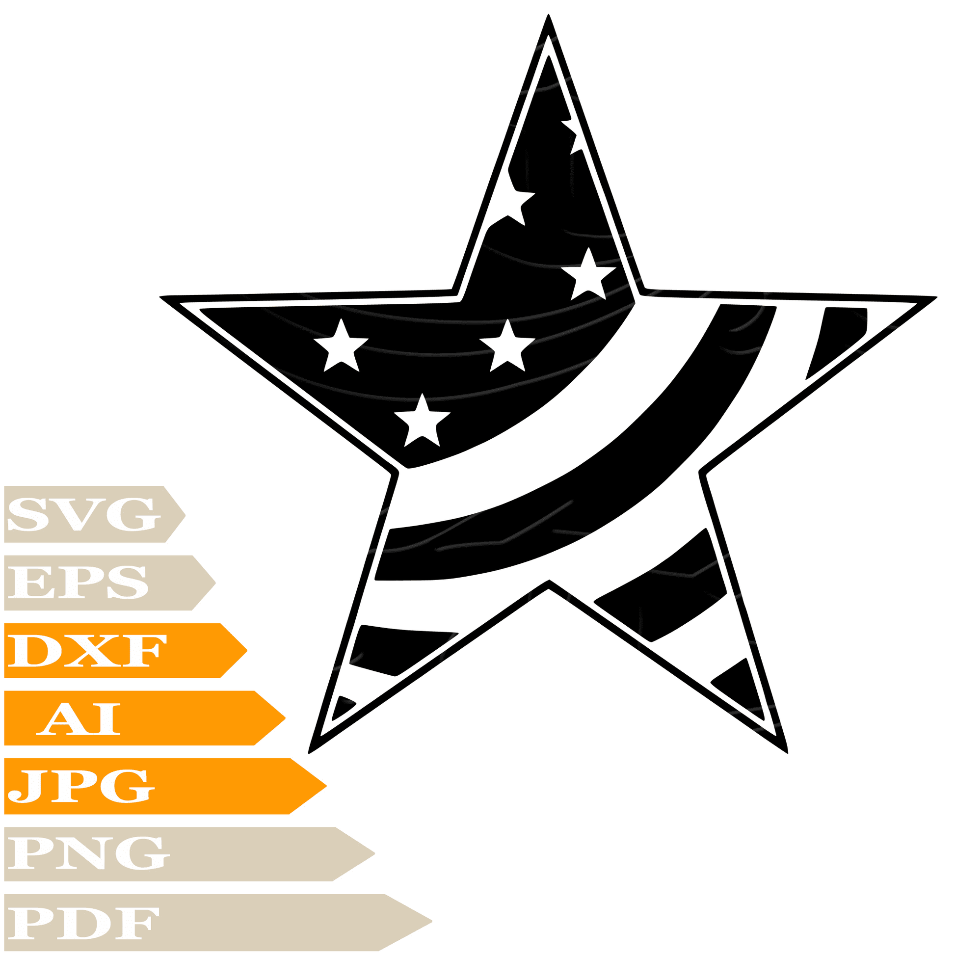 sofvintage-Star SVG, Star American Flag SVG File, USA Flag SVG Design, American Star Vector Cut File For Cricut, PNG, Clip Art, T–Shirt, Wall Sticker, Printable, Tattoo, Silhouette