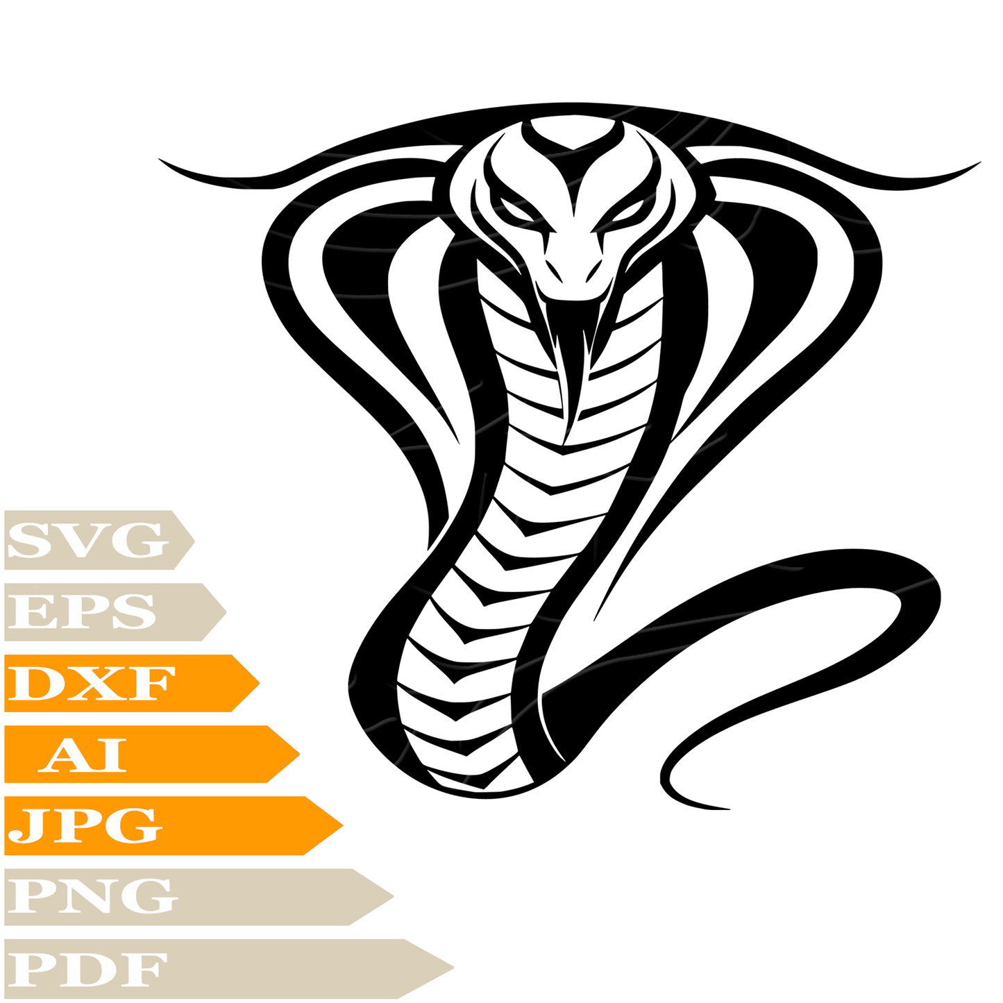 Snake SVG, Python Snake SVG File, Reptile Cobra SVG Design, Snake Cobra Vector Graphics, PNG, Cricut, Image Cut, Clipart,  For Tattoo, Cut File, Silhouette