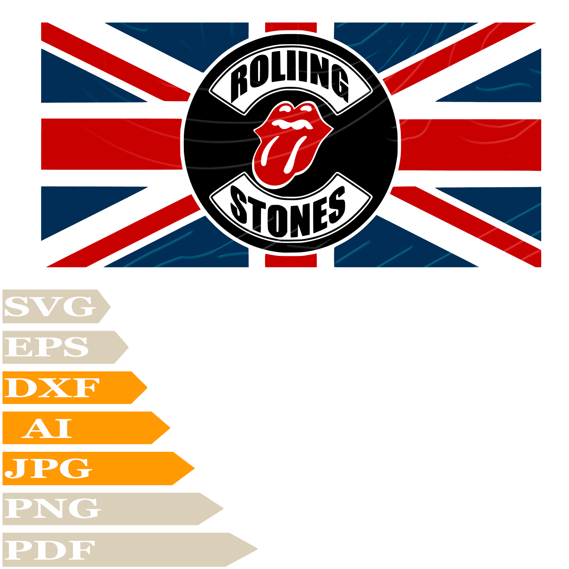 Rolling Stones SVG File, The Rolling Stones Logo SVG Design, Rock Band Rolling Stones Digital Vector, Rolling Stones Logo PNG, PDF, DXF, For Cricut, Clipart, Cut File, Instant Download, T-Shirt, For Tattoo, Silhouette