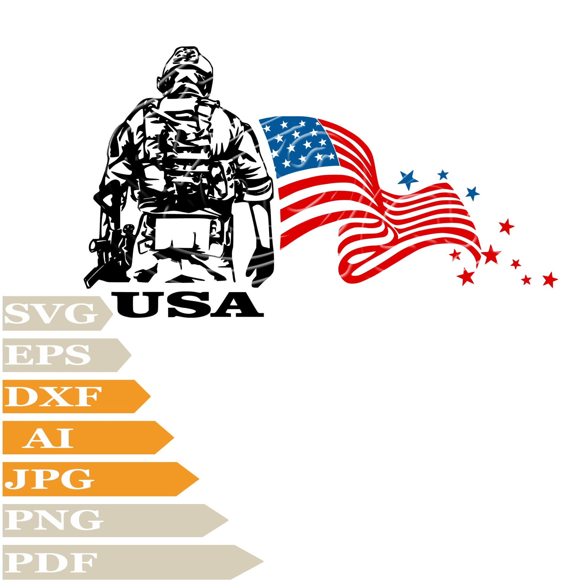 Soldier, American Soldier Svg File, Image Cut, Png, For Tattoo, Silhouette, Digital Vector Download, Cut File, Clipart, For Cricut