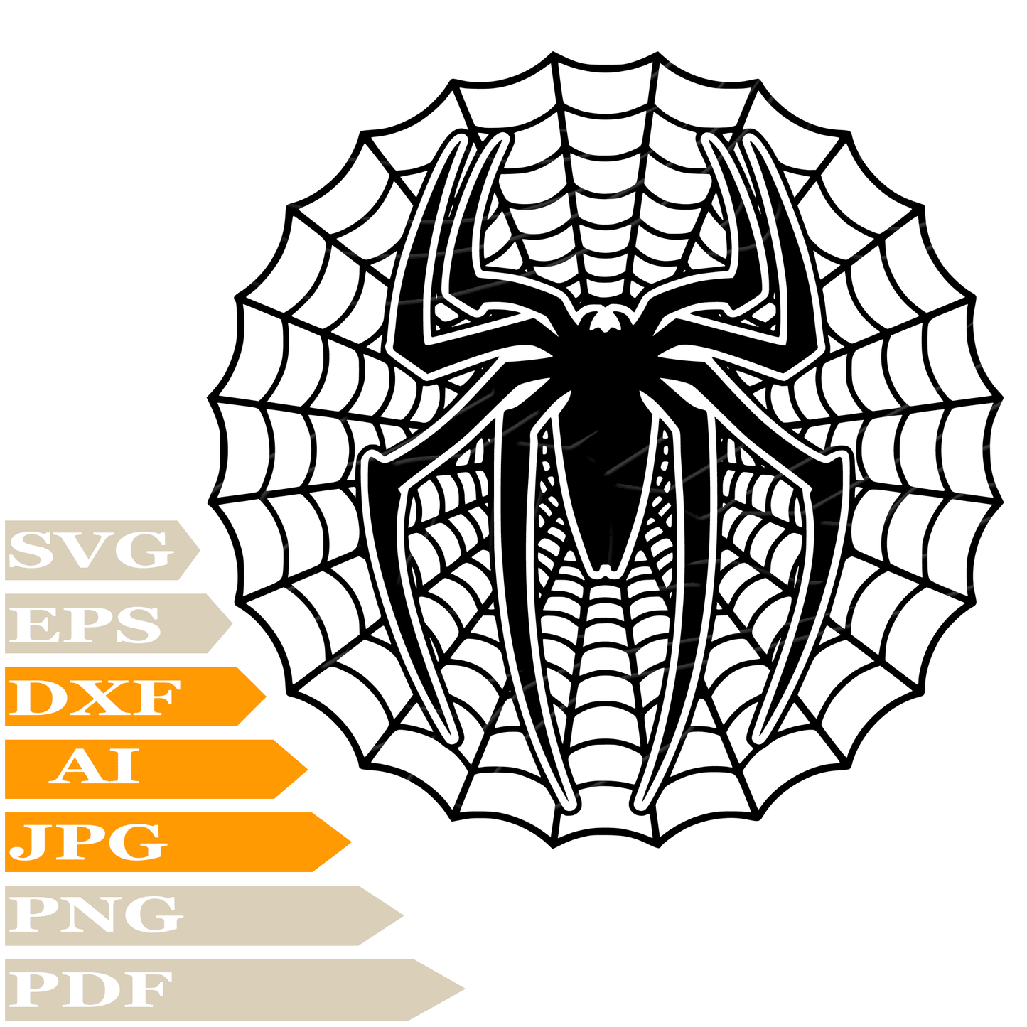 Spider SVG File, Spiderman Logo Vector Graphics, Cobweb SVG For Cricut, Spider PNG, Clipart, Cut File, Instant Download, For Tattoo, Silhouette
