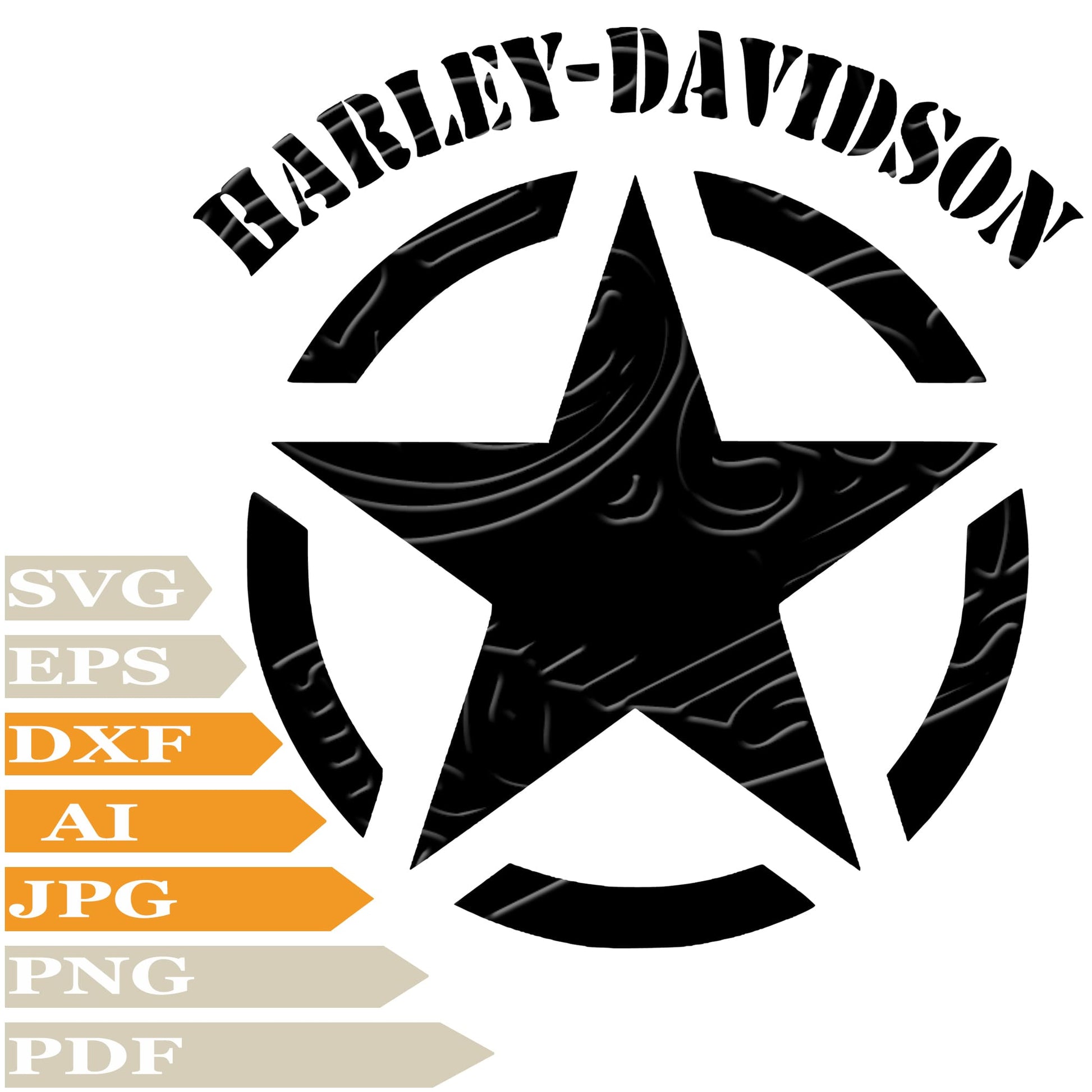 Star Harley Davidson, Harley Davidson Logo Svg File, Image Cut, Png, For Tattoo, Silhouette, Digital Vector Download, Cut File, Clipart, For Cricut