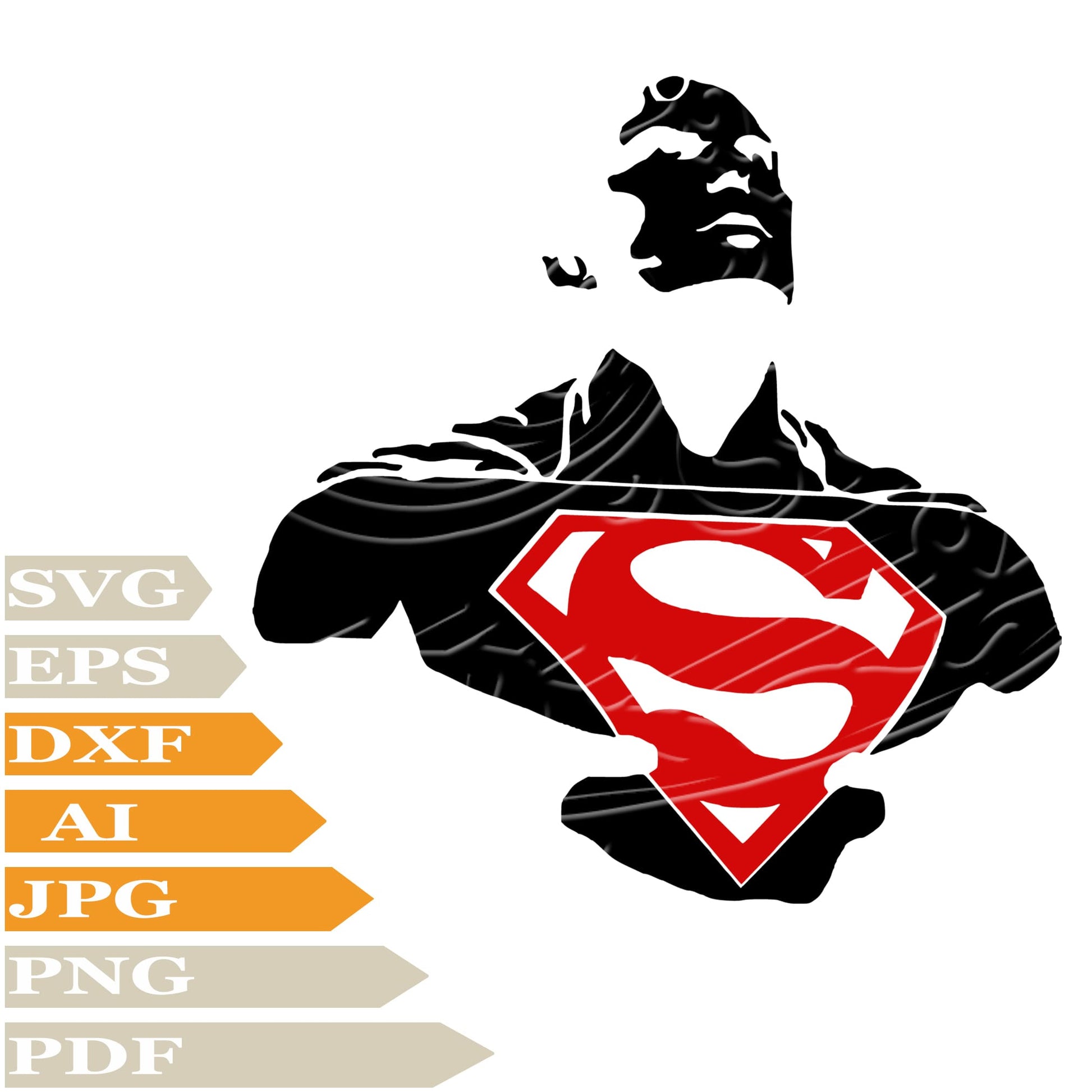Superman, Super Man Svg File, Image Cut, Png, For Tattoo, Silhouette, Digital Vector Download, Cut File, Clipart, For Cricut