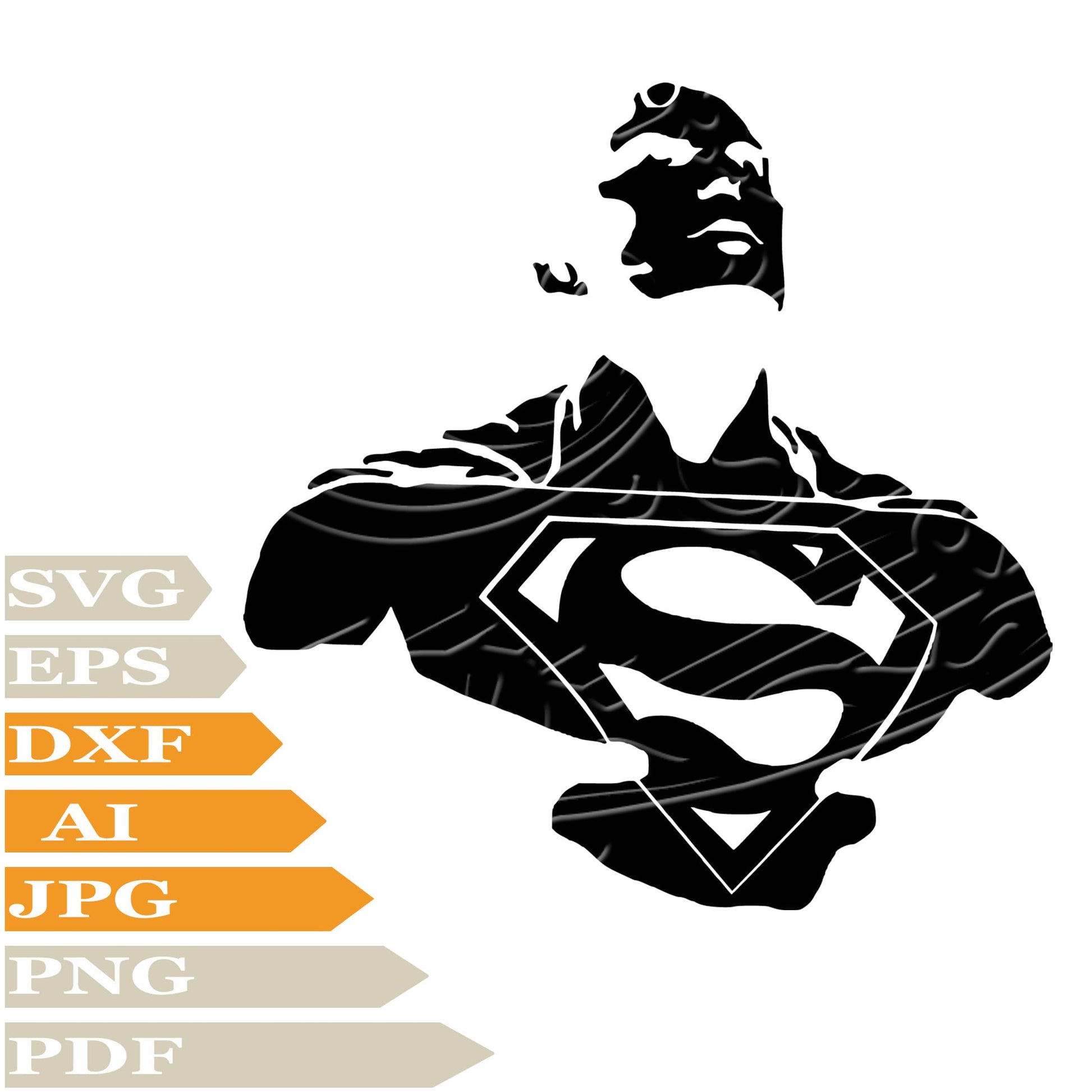 Superman, Super Man Svg File, Image Cut, Png, For Tattoo, Silhouette, Digital Vector Download, Cut File, Clipart, For Cricut