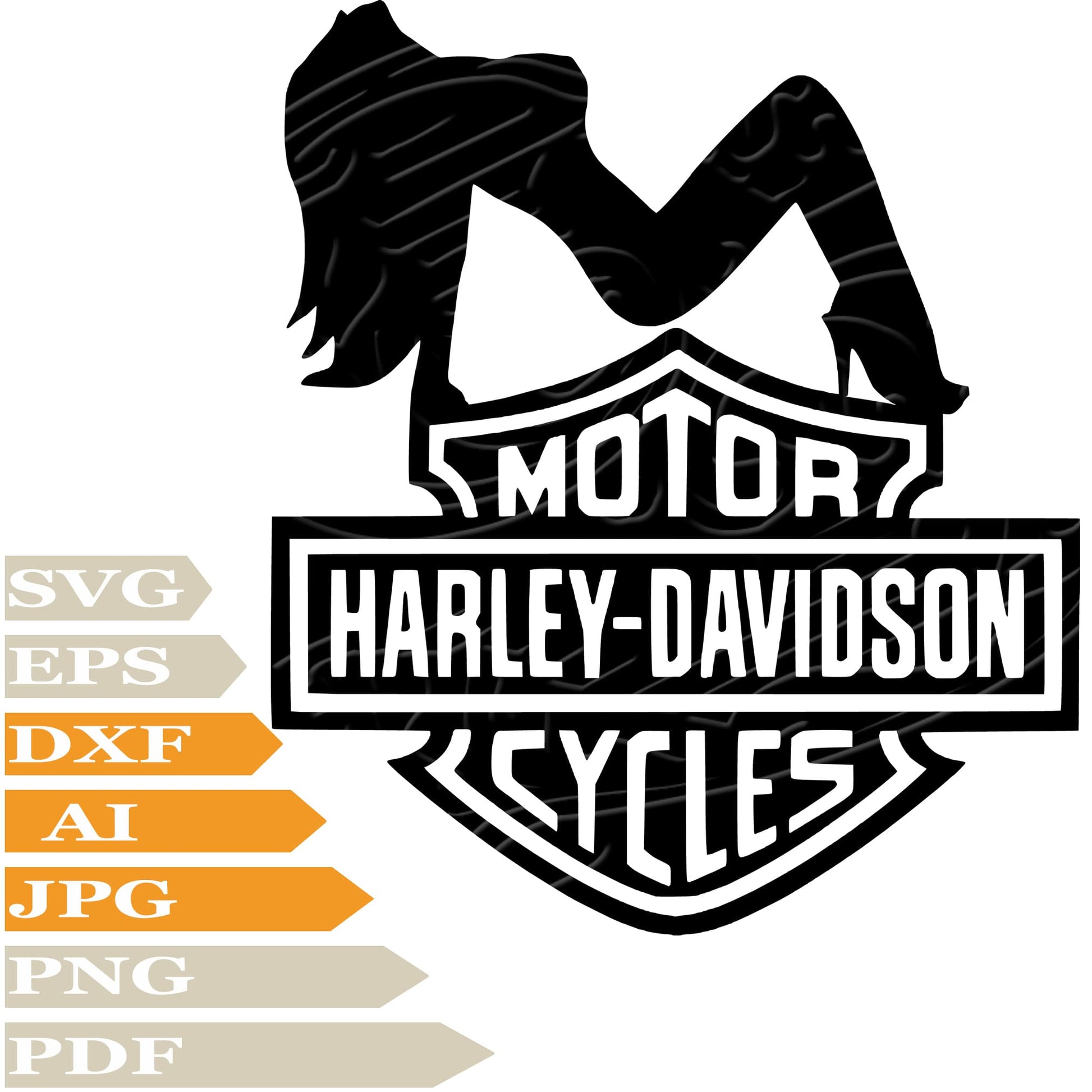 Harley Davidson Logo SVG File, Girl Harley Davidson SVG Design, Harley-Davidson SVG, Girl Harley Davidson Digital Vector, PNG, For Cricut, Clipart, Cut File, Print, For Tattoo, T-Shirt, Silhouette