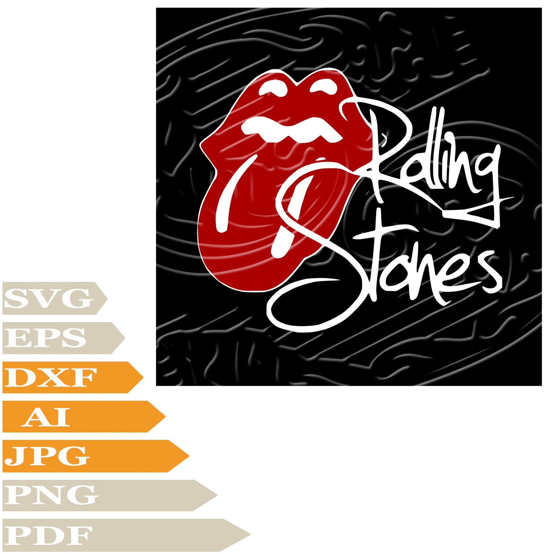 The Rolling Stones, Rolling Stones Logo Svg File, Image Cut, Png, For Tattoo, Silhouette, Digital Vector Download, Cut File, Clipart, For Cricut