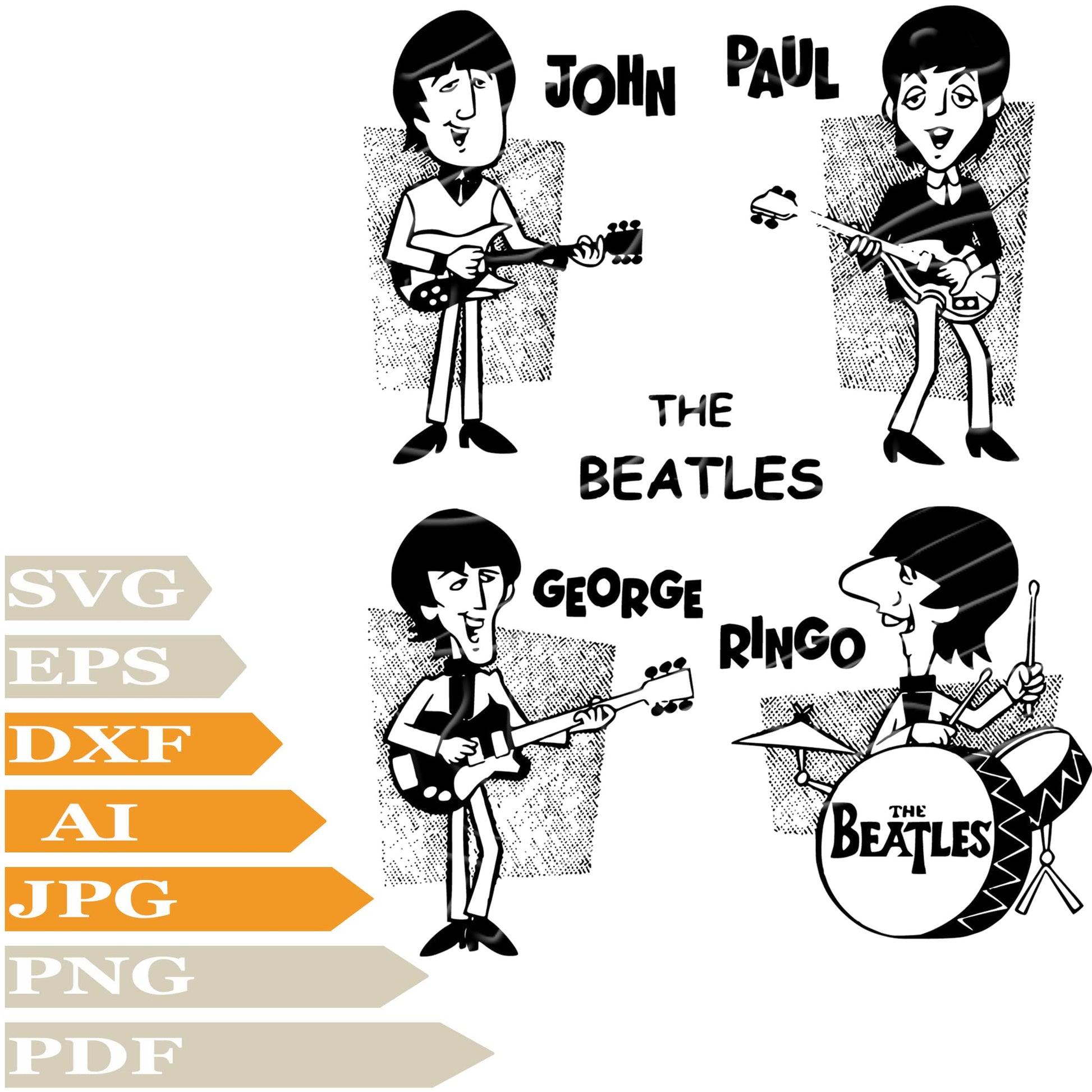 The Beatles SVG-Music Band The Beatles Personalized SVG-Members Of The Beatles Drawing SVG-The Beatles Vector Illustration-PNG-Decal-Cricut-Digital Files-Clip Art-Cut File-For Shirts-Silhouette