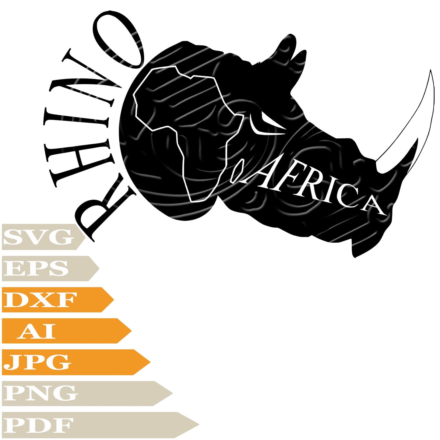 Africa Svg File, Rhino Head Svg Design, Wild Rhino Png, Wild Animals Svg File, African Continent Vector Graphics, Rhino Svg For Tattoo, Rhino Head Svg For Cricut