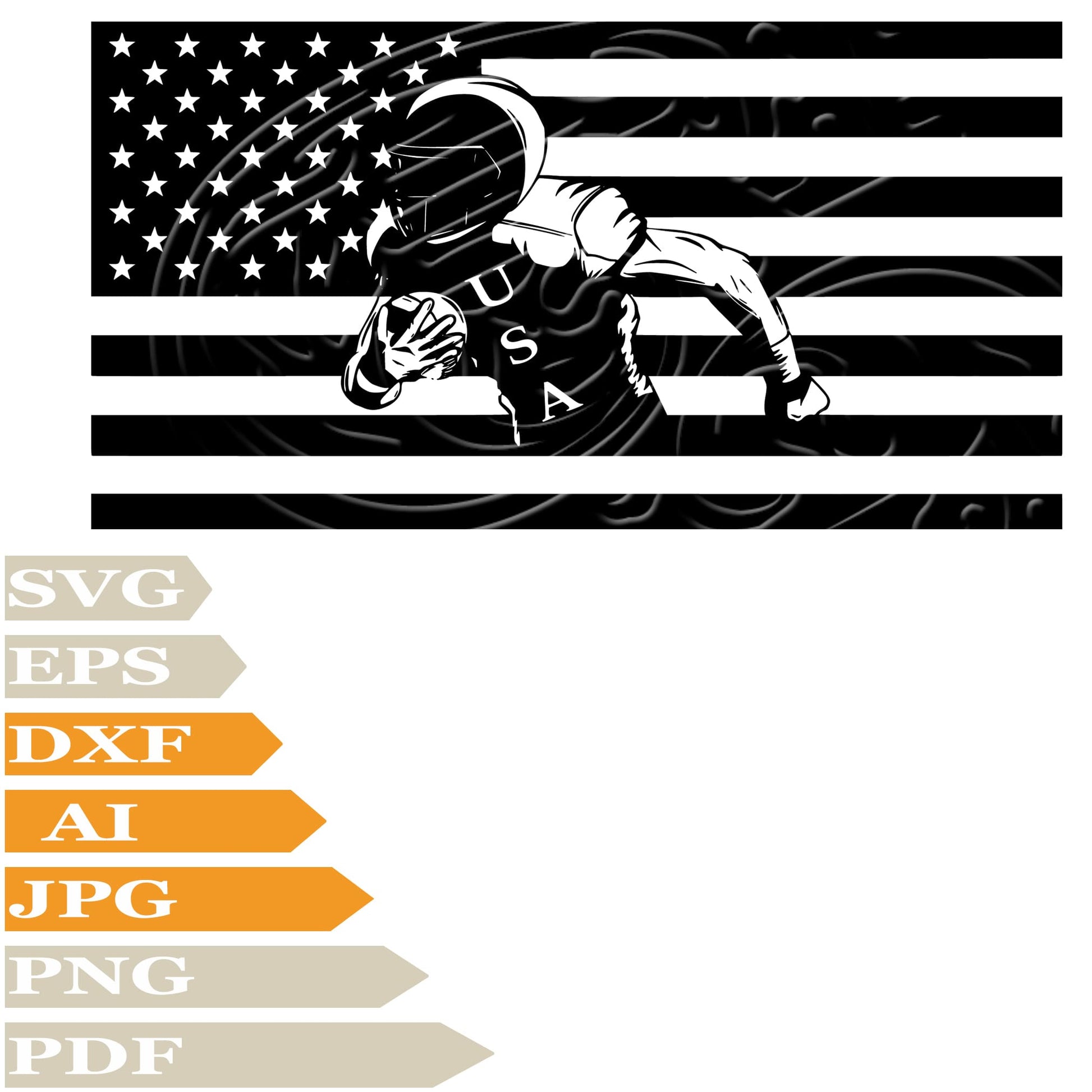 American Footbal Plaayer, Usa Flag Svg File, Image Cut, Png, For Tattoo, Silhouette, Digital Vector Download, Cut File, Clipart, For Cricut