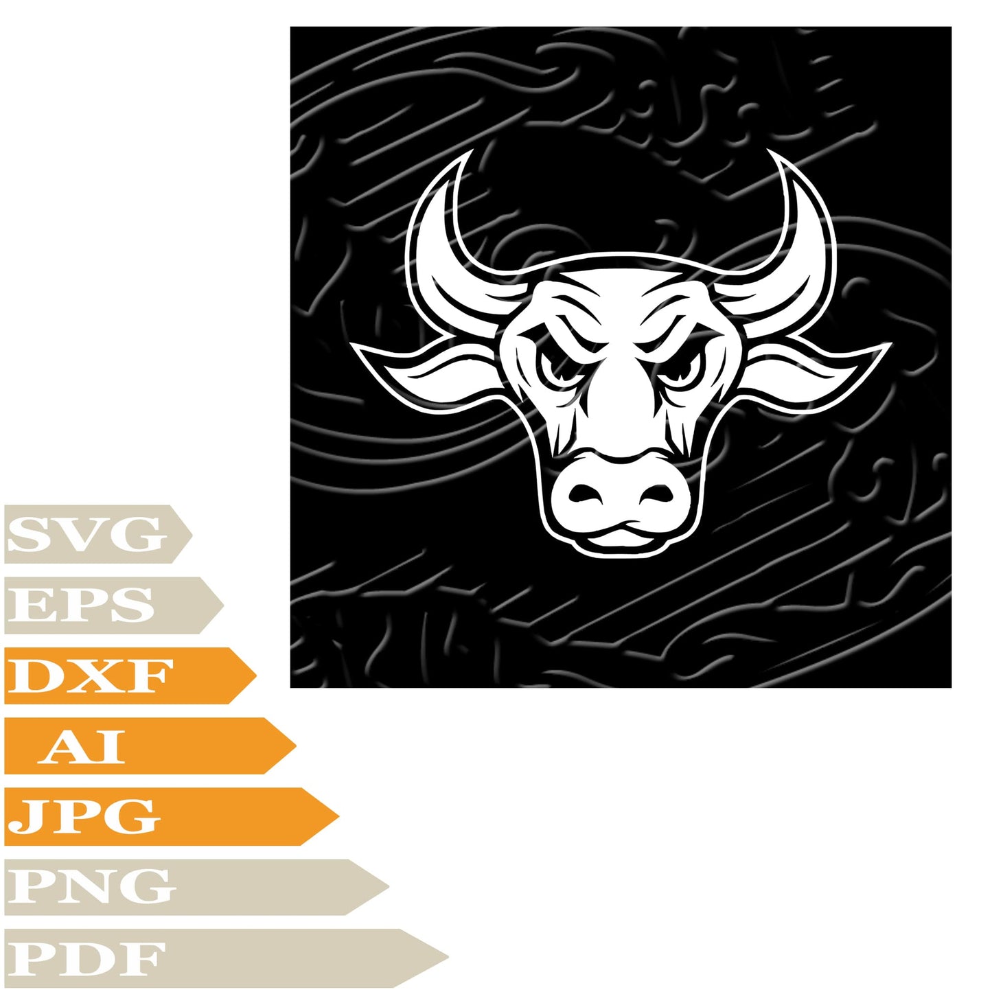 Bull, Wild Bull Svg File, Image Cut, Png, For Tattoo, Silhouette, Digital Vector Download, Cut File, Clipart, For Cricut