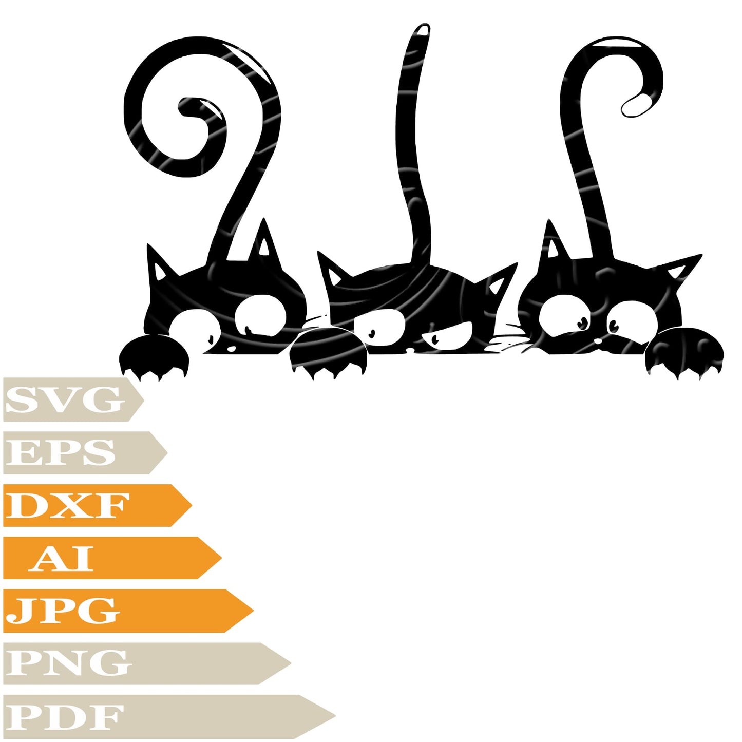 Cat Svg File, Black Cats Svg Design, Three Cats Png, Animals Svg File, Cat Vector Graphics, Black Cat Svg For Tattoo, Three Cats Svg For Cricut