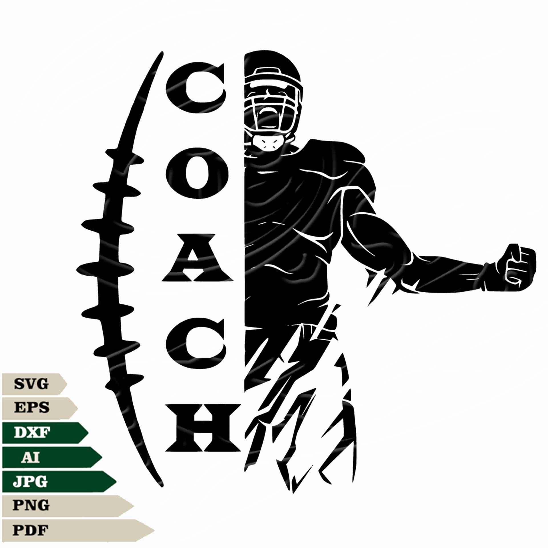 Coach Svg File, Football Coach Svg Design, Coach Player Png, American Football Coach Vector Graphics, American Coach Svg For Tattoo, Coach Svg For Cricut