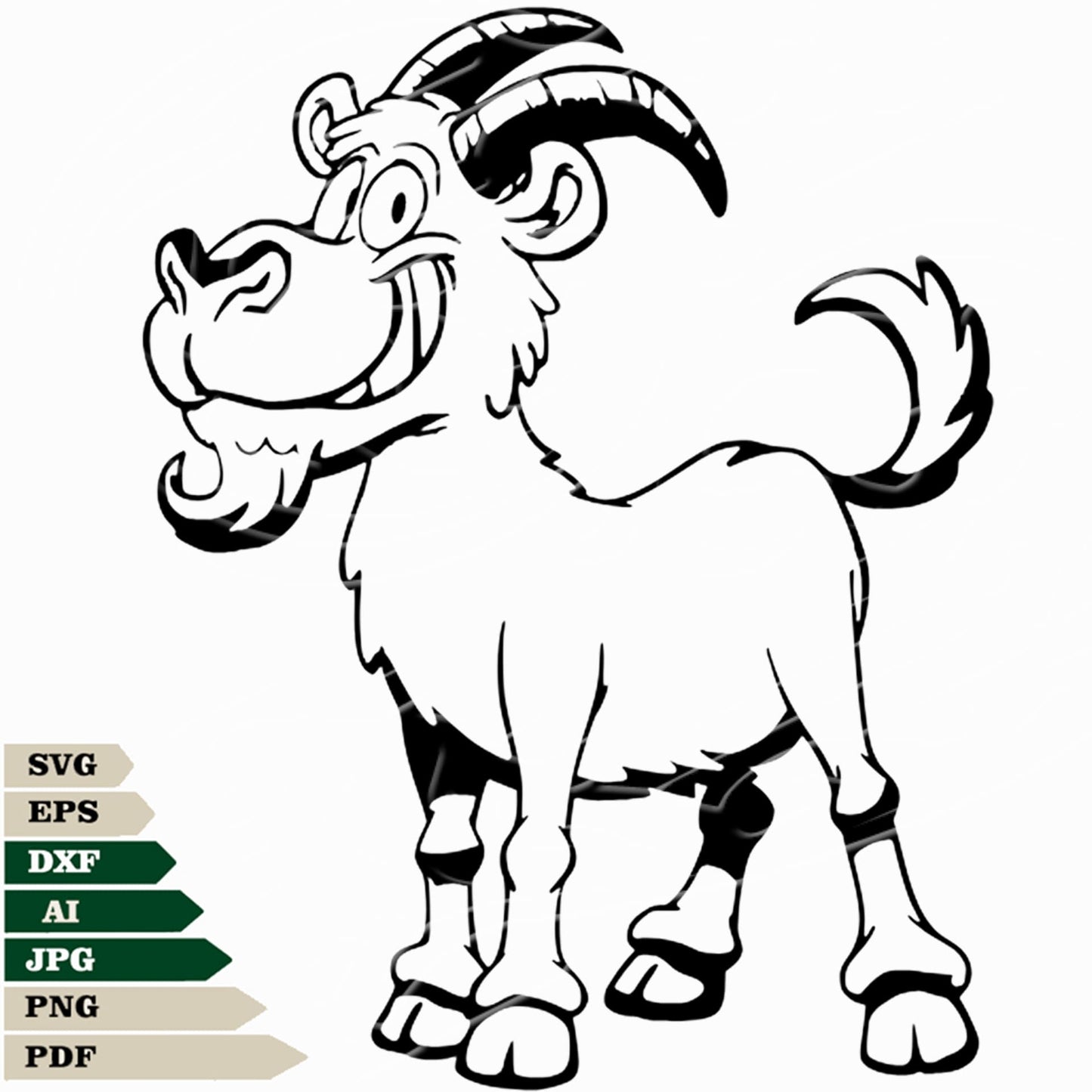 Goat Svg File, Funny Goat Svg Design, Goat Png, Animals Svg File, Goat Vector Graphics, Funny Goat Svg For Tattoo, Goat Svg For Cricut