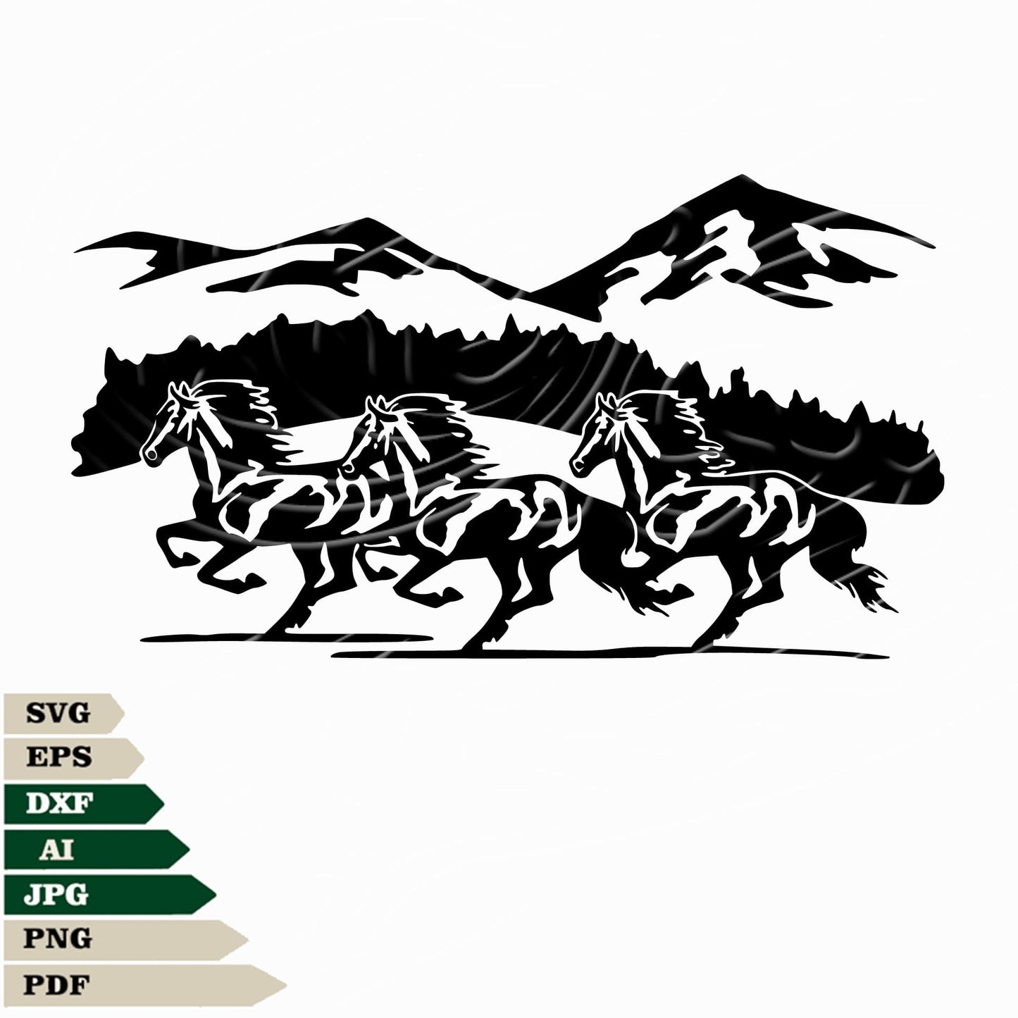 This Horse Svg File includes a Horses Svg Design with Horses In Mountains Png. It's a great animal SVG File, perfect for creating Horse Vector Graphics designs. Use it for Horses Svg projects such as Tattoos or for Cricut machines.