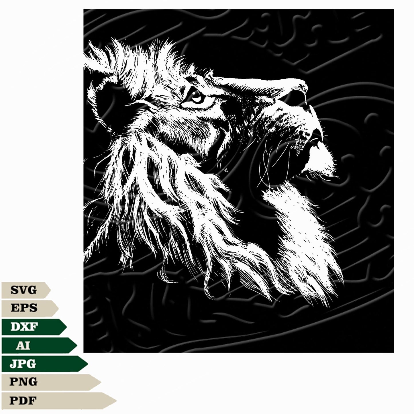 This Lion Svg File Includes A Graphic Of A Lion King Svg Design With A Lion Head Png. It Can Be Used For Animals Svg File, Lion Vector Graphics, Lion Head Svg For Tattoo, And Lion King Svg For Cricut. All High-Quality Features.