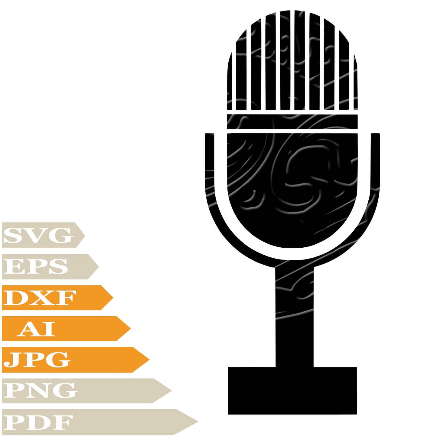 Microphone Svg File, Retro Microphone Svg Design, Microphones Png, Music Svg File, Microphone Vector Graphics, Retro Microphone Svg For Tattoo, Microphones Svg For Cricut